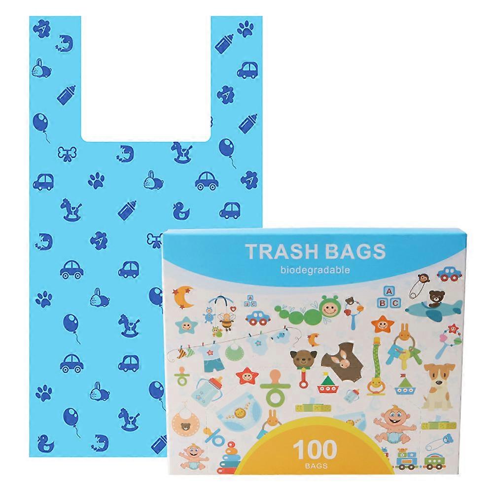 Pet Waste Bag Sky-Blue Vest-Shaped Garbage Collection Daily Use 100Pcs