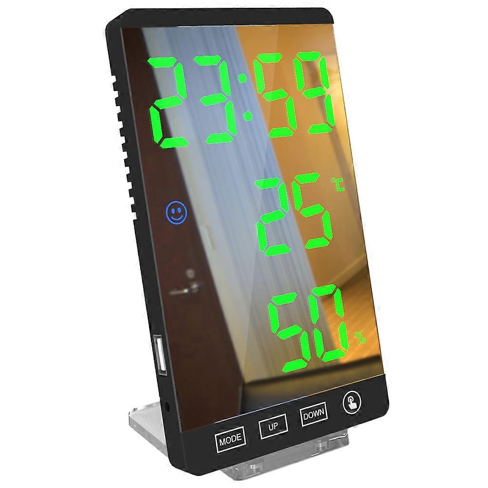 Multi Functional Alarm Clock Large Screen Black 8.5x1.3x15cm Humidity Display Alarm 1Set