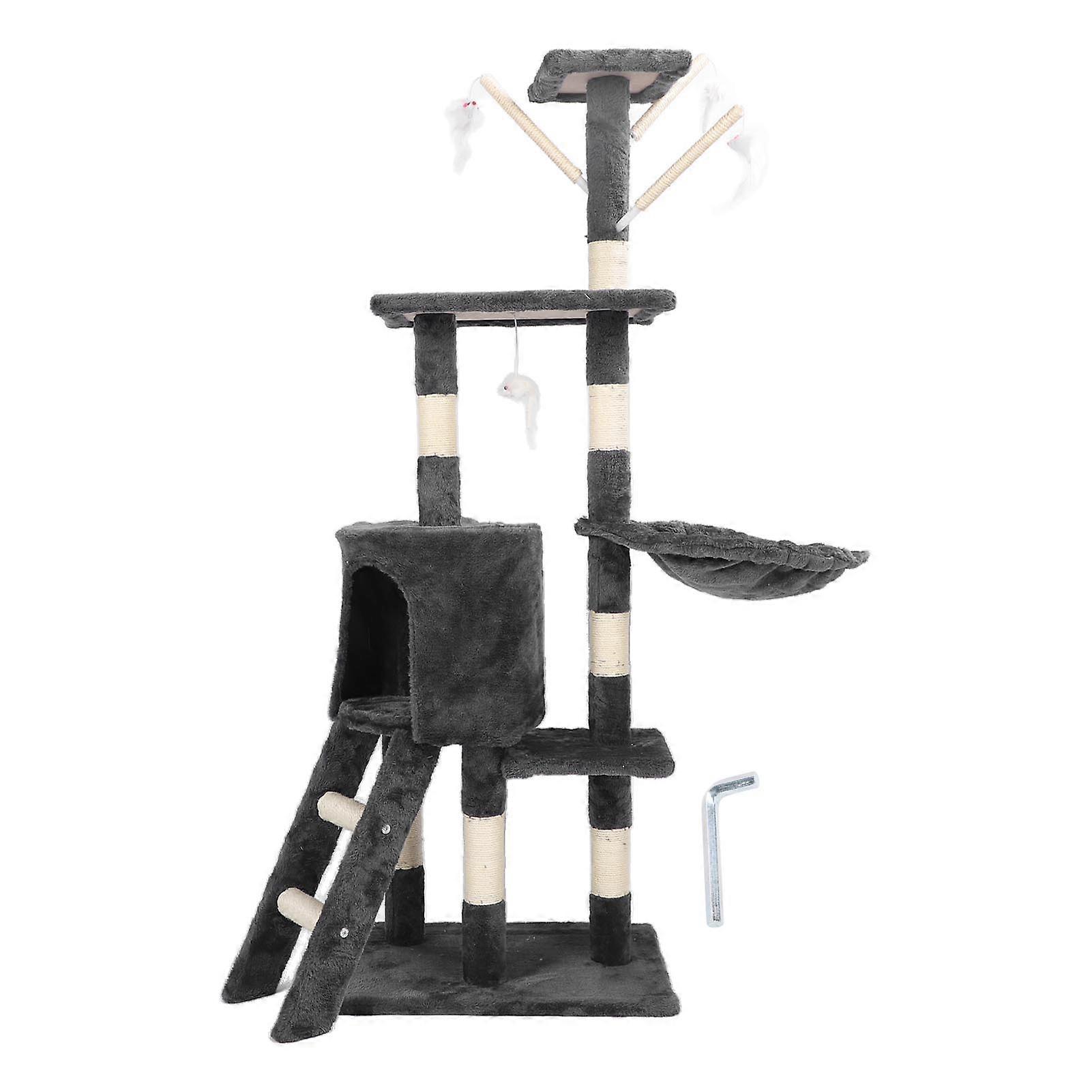 Cat Tree Tower with Scratching Post Multifunctional Multi Level Cat Tower with Jump Platform and Hammock for Indoor