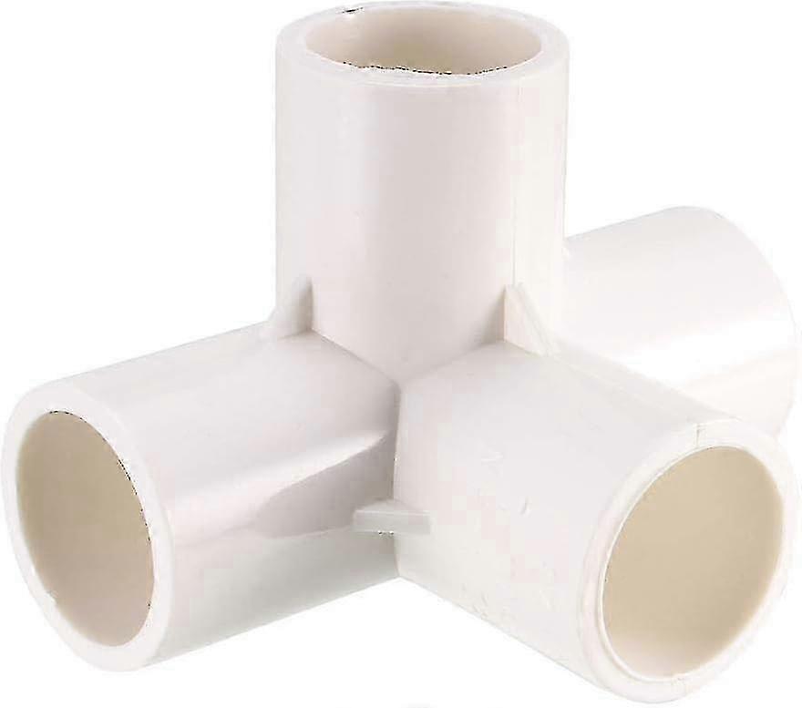 4 Way Elbow PVC Pipe Fitting Furniture Grade 20mm Size Tee Corner Fittings White 6pcs