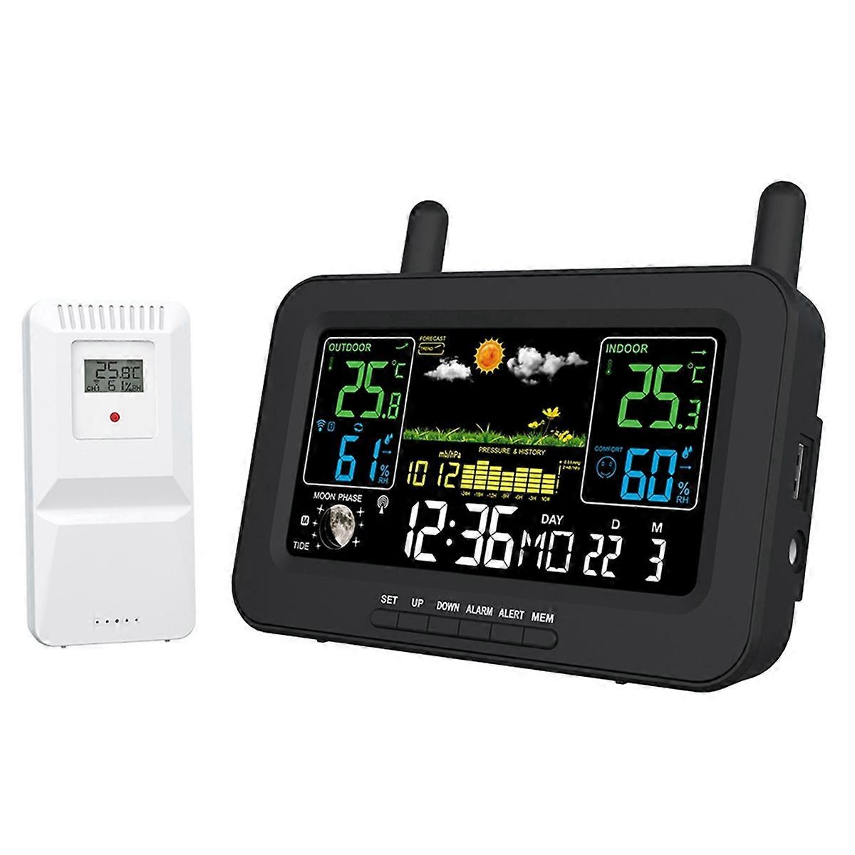 Color Screen Digital Weather Station Thermometer US Plug A