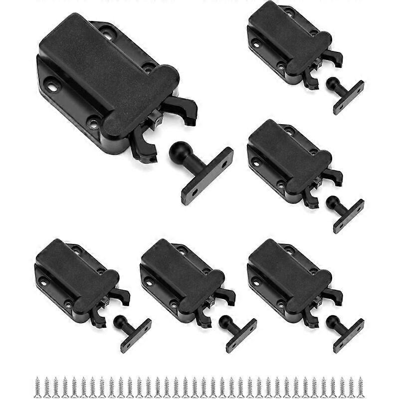 Set of 6 tactile push locks, push lock with automatic cabinet lock function, push to open padlock