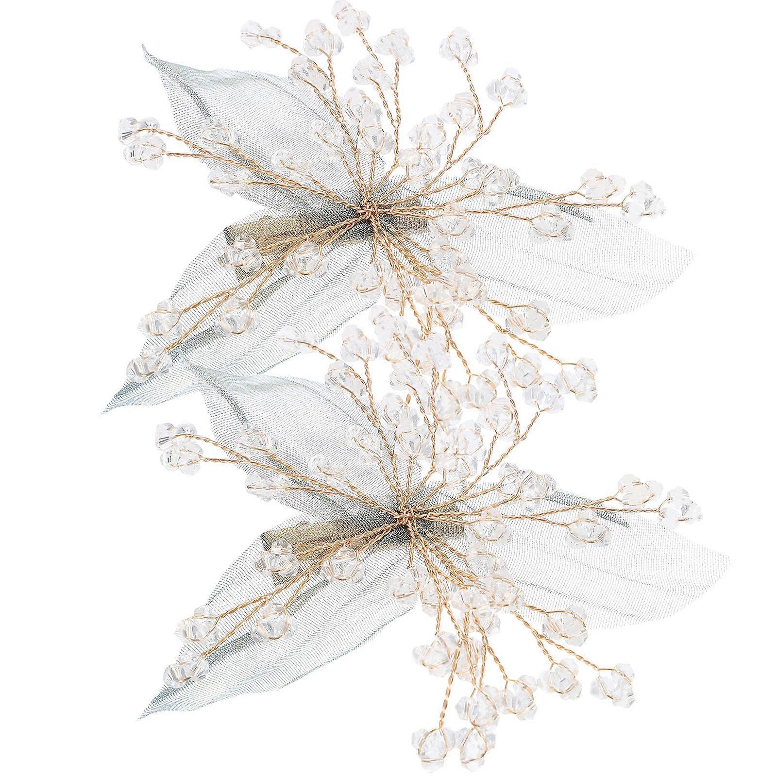 Leaf Shaped Hair Clips with Crystal Decoration Elegant Women's Barrettes for Weddings, Parties, and Special Occasions Lightweight and Durable