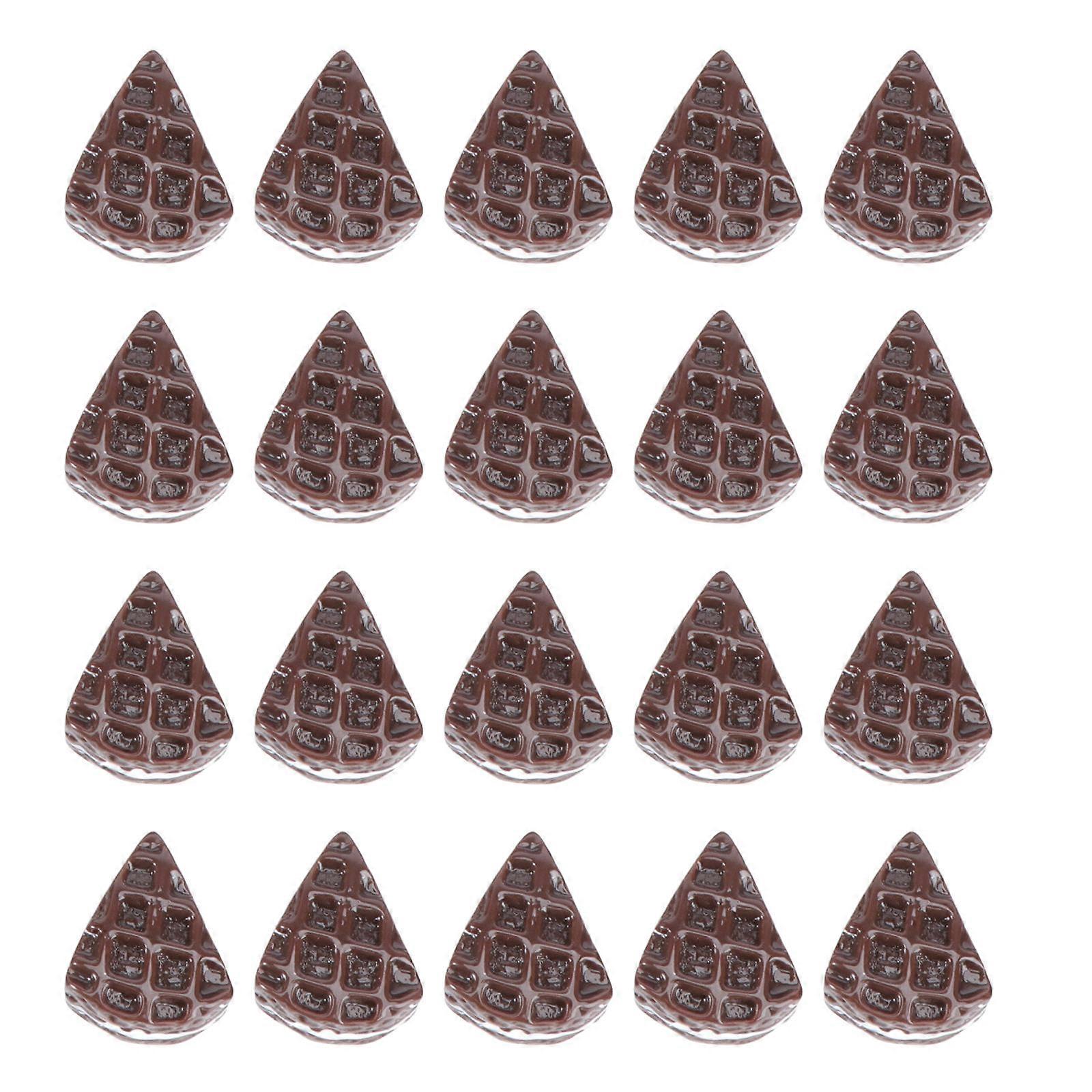 Biscuit Toy Chocolate Wafer Accessory Home Decoration Coffee Color 1.8x1.6cm DIY 20Set