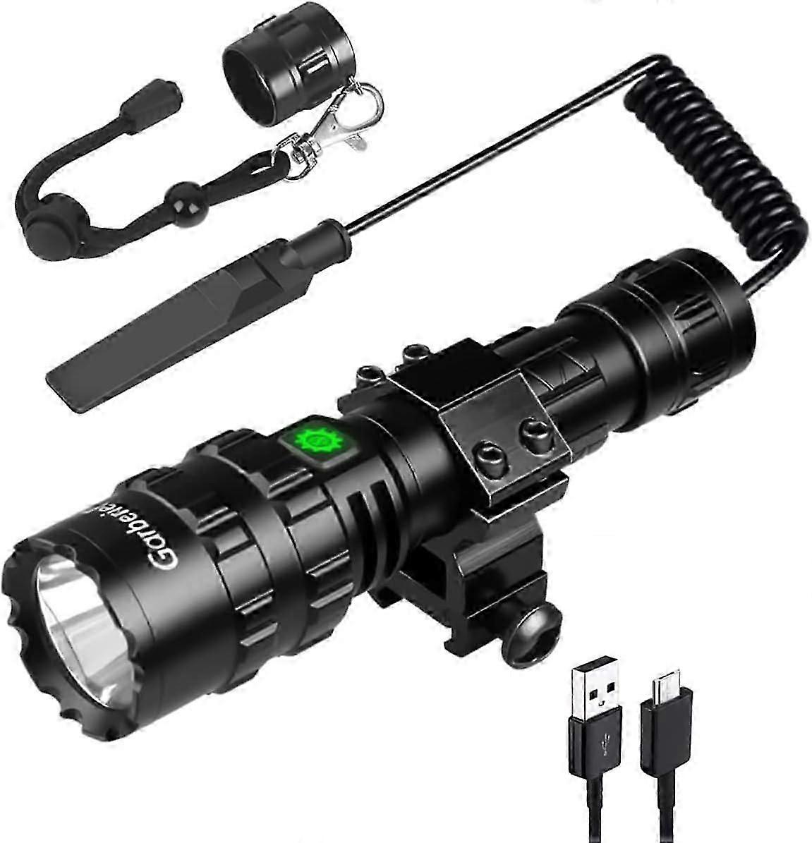 Garberiel 2 in 1 L2 Led-taskulamppu - 5 tilaa Korkean lumenin taskulamppu USB-ladattava Proof Scout -taskulamppu