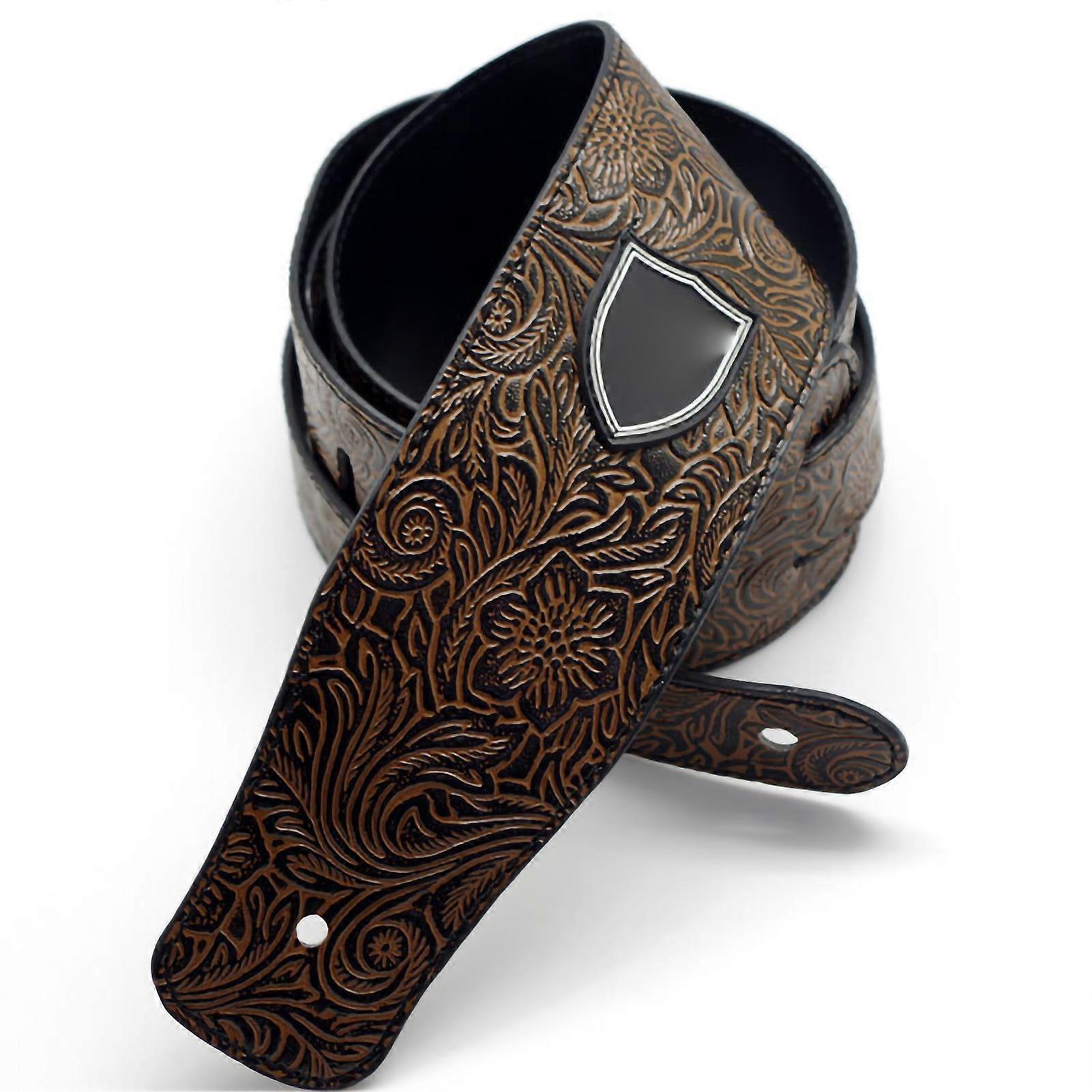 PU Leather Guitar Strap Printed Pattern Adjustable Bass Belt Stringed Instrument Accessories