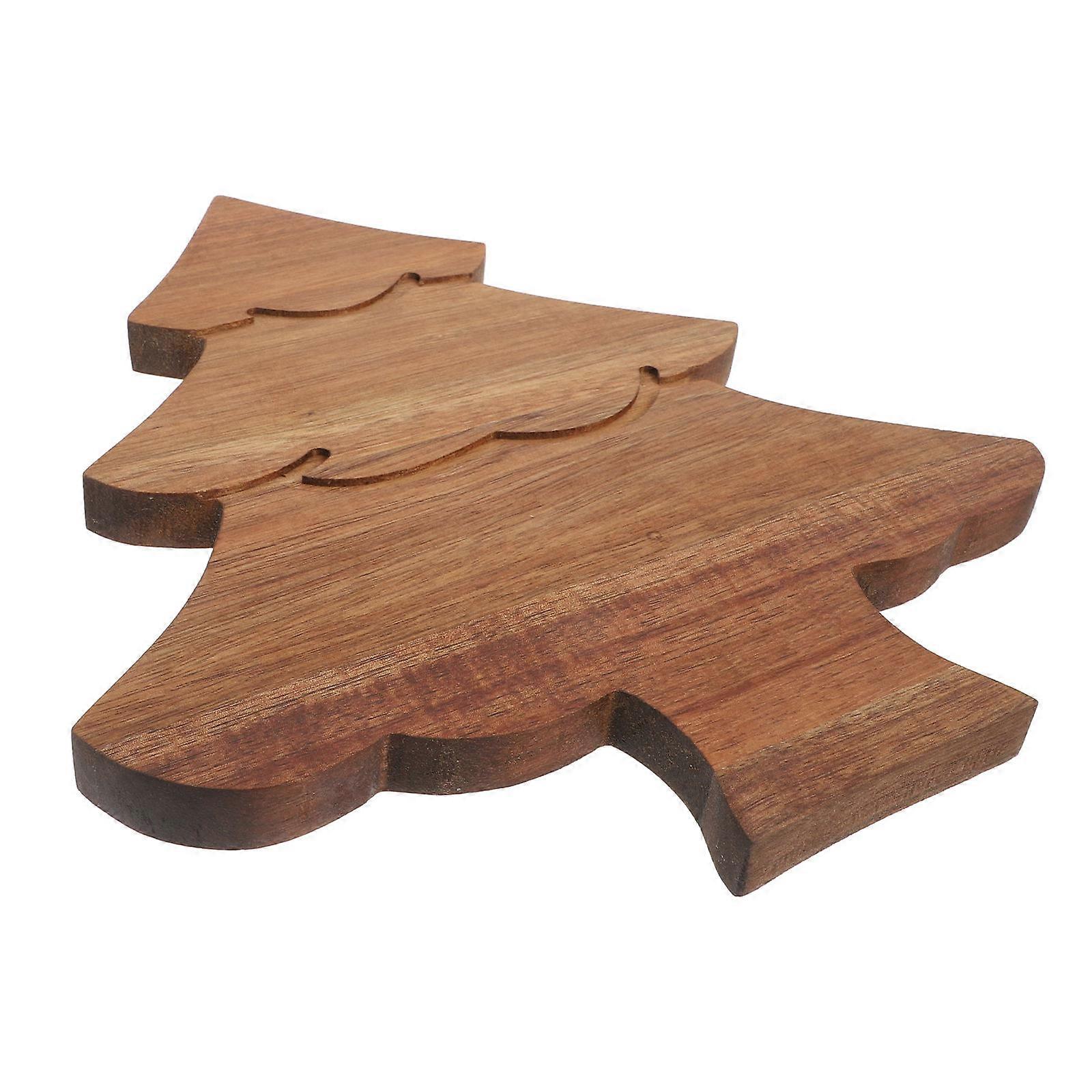 Pine Tree Shape Cutting Board For Restaurant Decorative Tray Chocolate Color Treated For Extra Durability Wear Resistance 1Pack