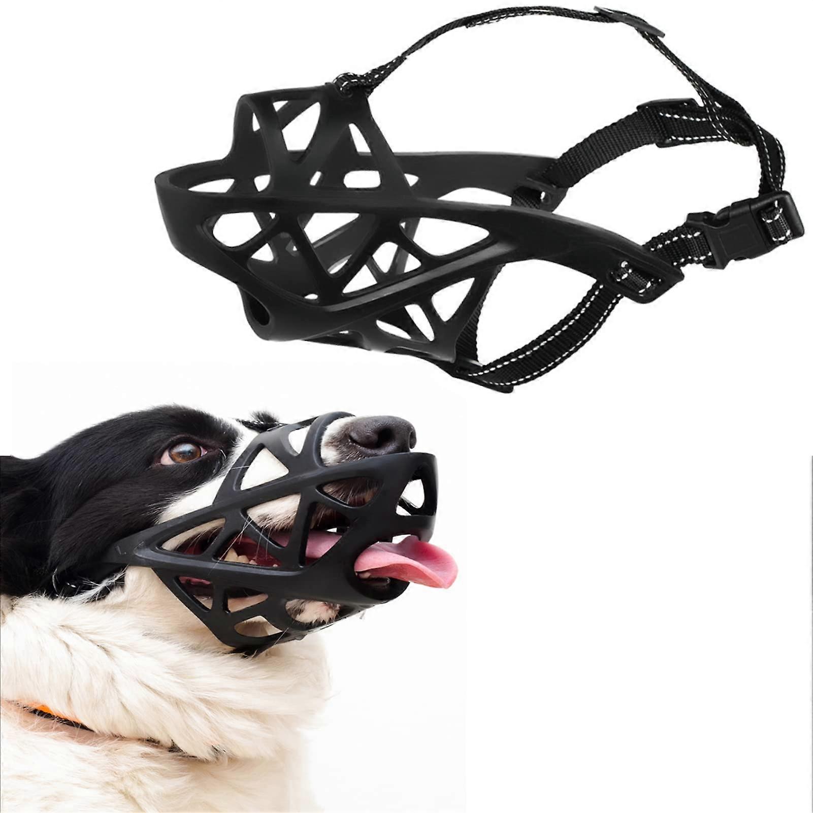 Soft Plastic Dog Muzzle Breathable with Adjustable Straps for Small, Medium and Large Dogs, Pet Mouth Muzzles for Public Traffic, M
