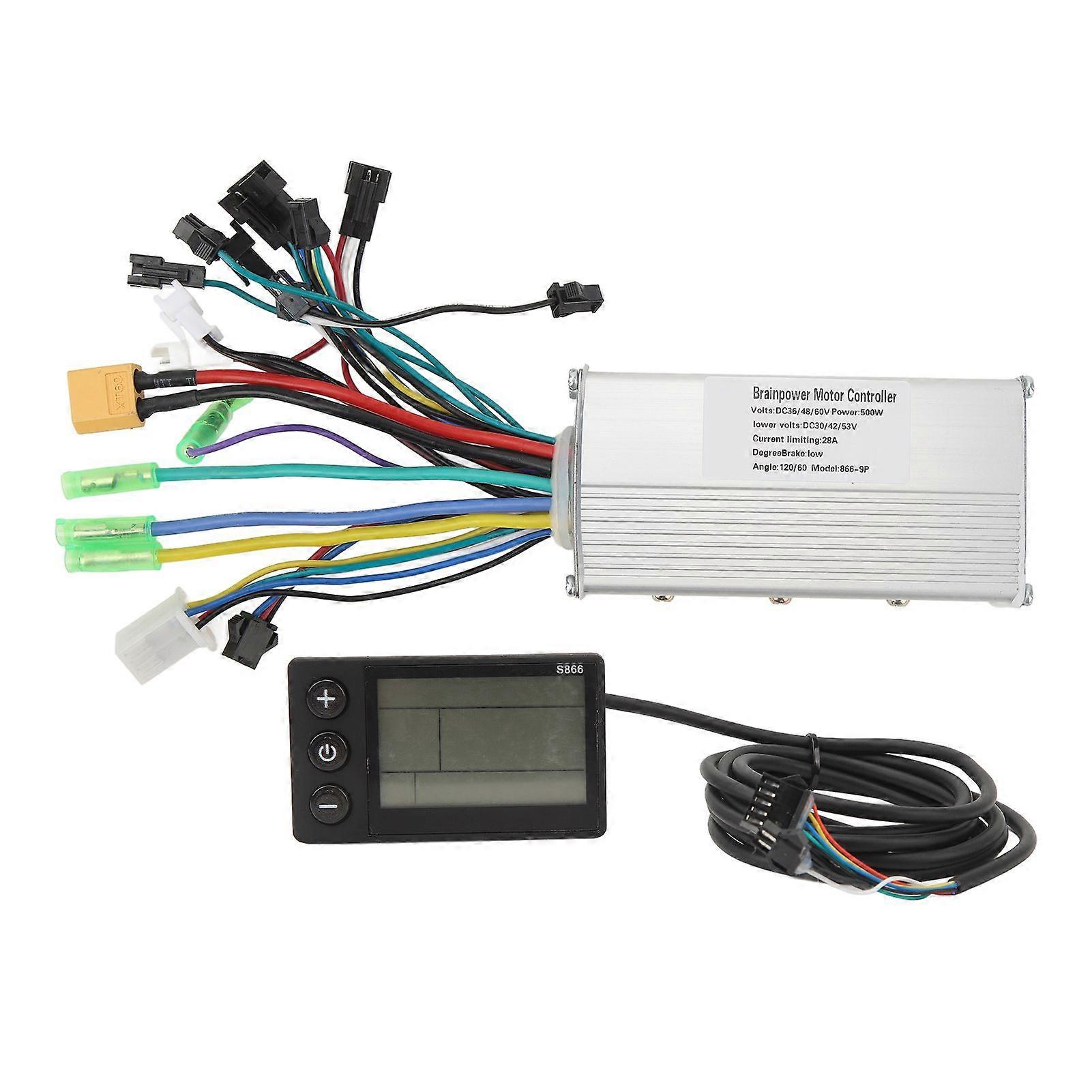 Electric Bike Controller Set 36V 48V 60V 500W 28A Brushless 3 Mode Controller 866 LCD Display Panel Bike Conversion KitYMQX)