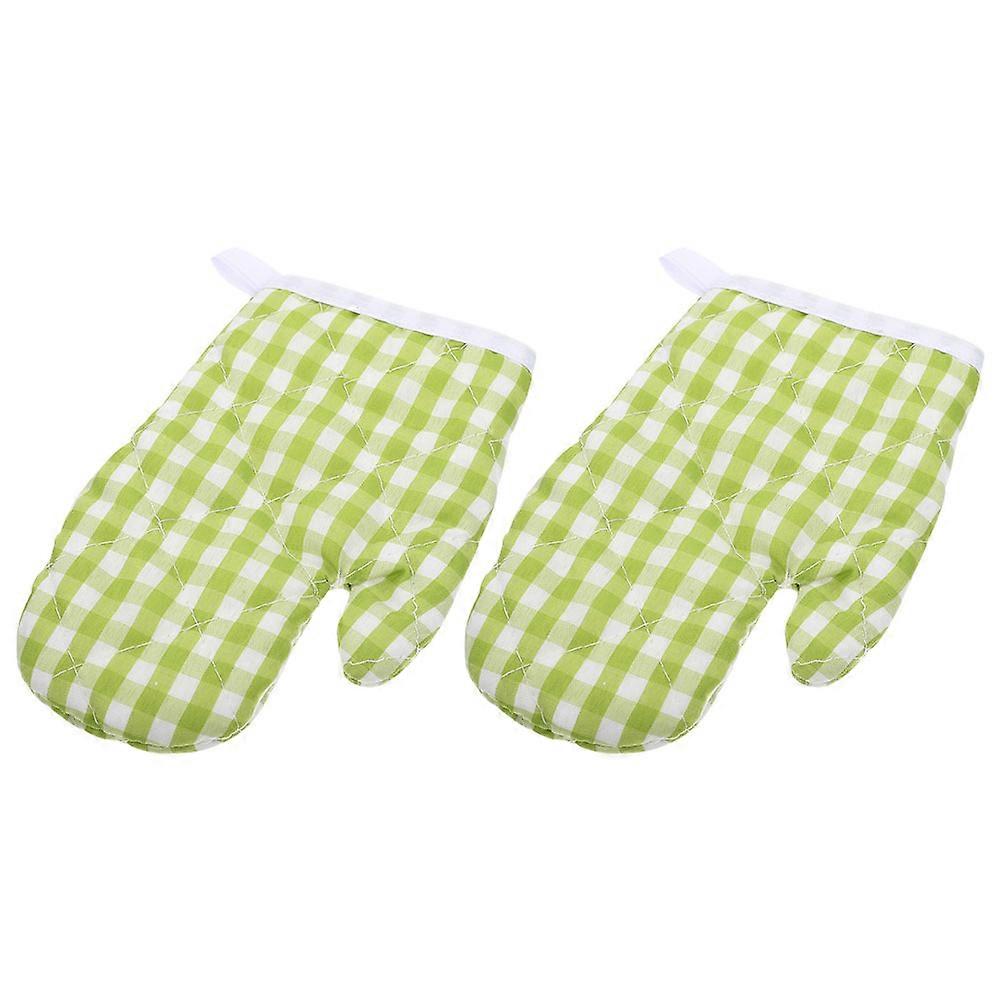 Heat-Resistant Oven Gloves Baking Cooking Using Oven Kitchen Tools Square Pattern Polyester 2Pcs