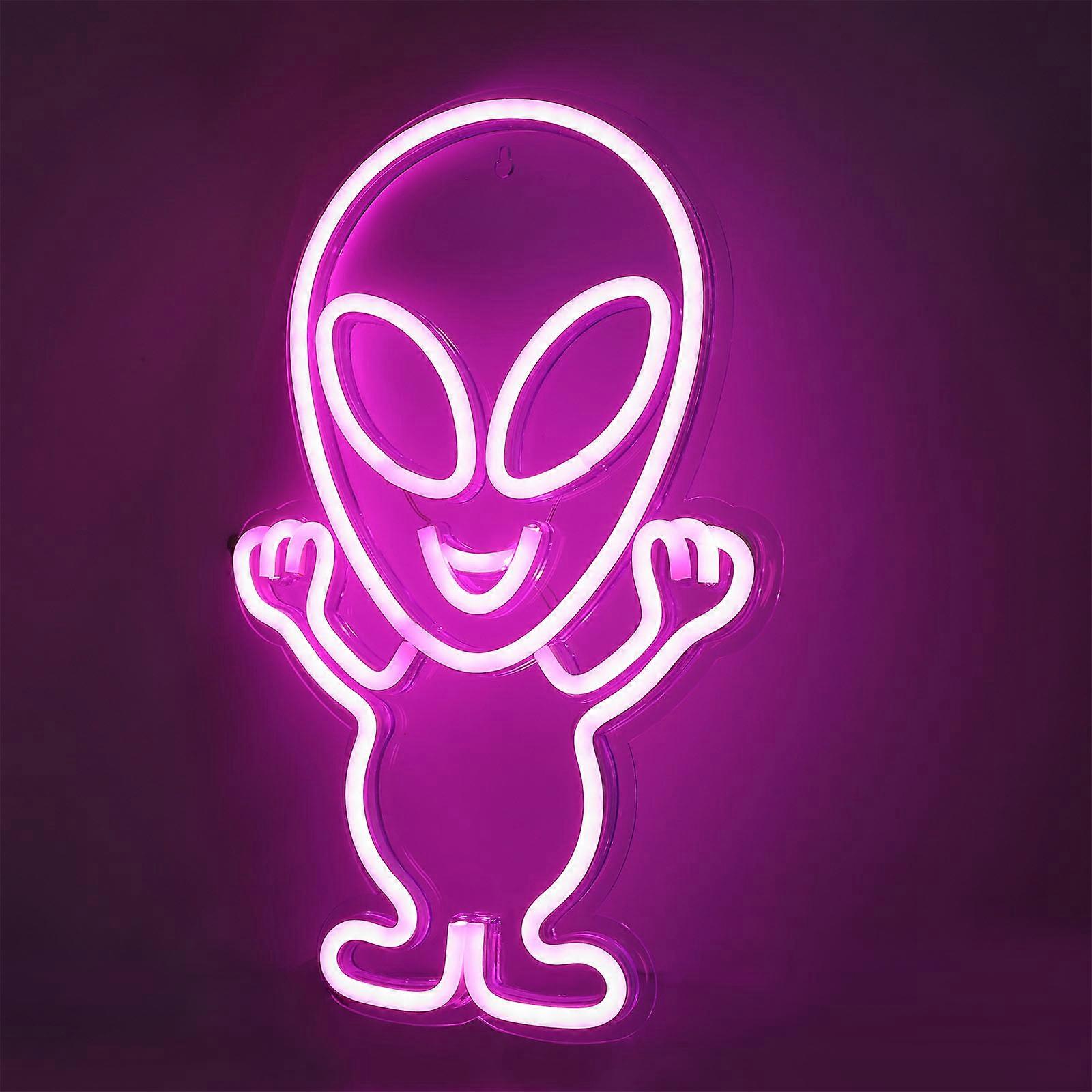 Alien Shaped Neon Lamp Creative USB Powered LED Light for Home Decor White Plastic 1Pc