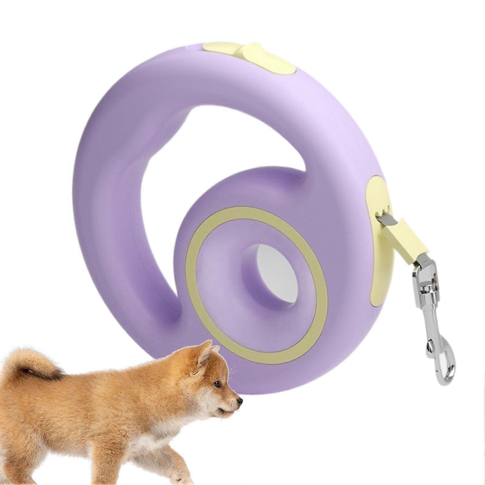 Puppy leash, automatic, telescopic, for training, lightweight, shockabsorbing, for camping, purple