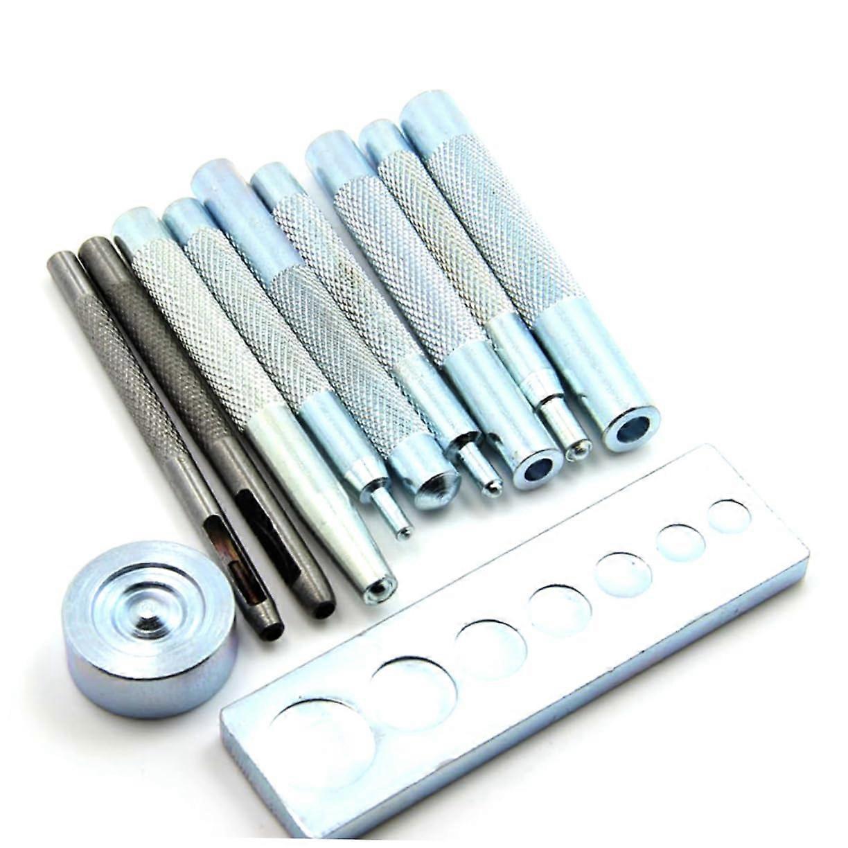 11-Piece Leathercraft Snap Setter Kit with Base for Installing Rivets and Grommets, Durable Universal Tool Set