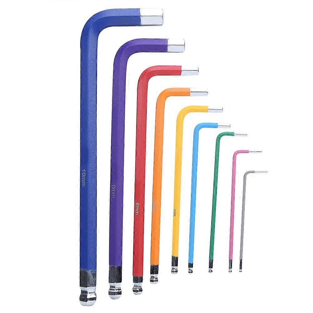 9 Pcs Hex Socket Wrench Set 1.510mm Colorful Metric Flat Head L Shape Hex Socket Wrench Set Hand Tools for Bicycle