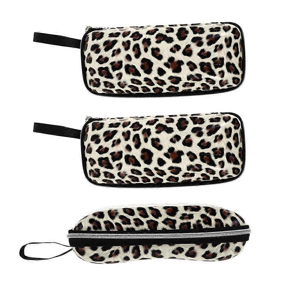 Portable Square Sunglasses Case Resistant Lightweight Eyeglass Holder with Leopard Print, Durable Protective Box for Eyewear, Travel Friendly Design