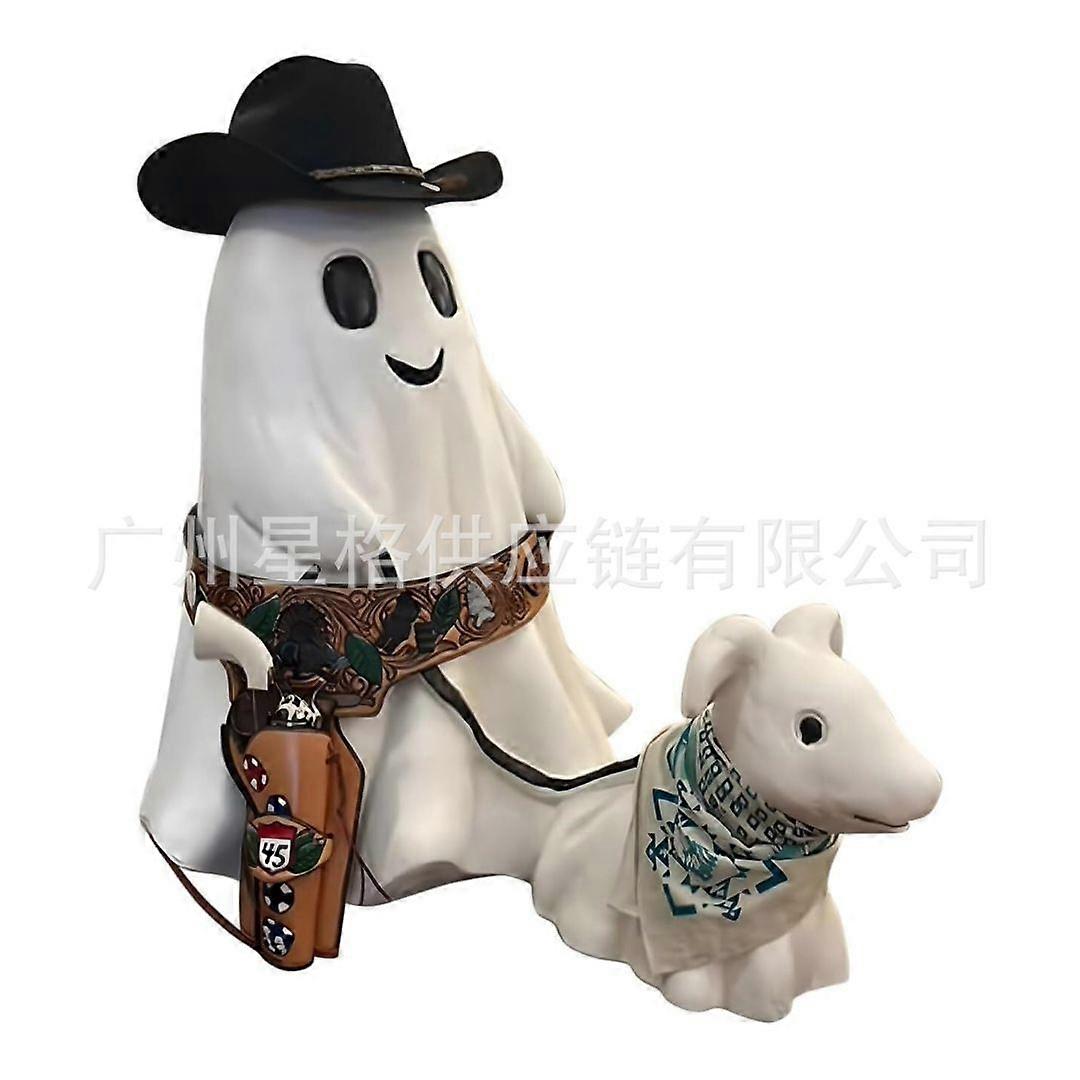 Halloween Ghost Walking Dog Statue - Spooky Figurine for Home Tabletop Decorations, Cute Halloween Spooky Ghost Dog Resin Figurine