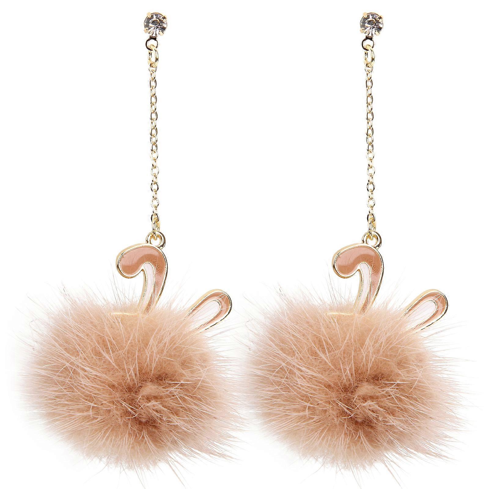 Plush Ball Drop Earrings for Color Made of Premium Alloy and Plush 1 Pair