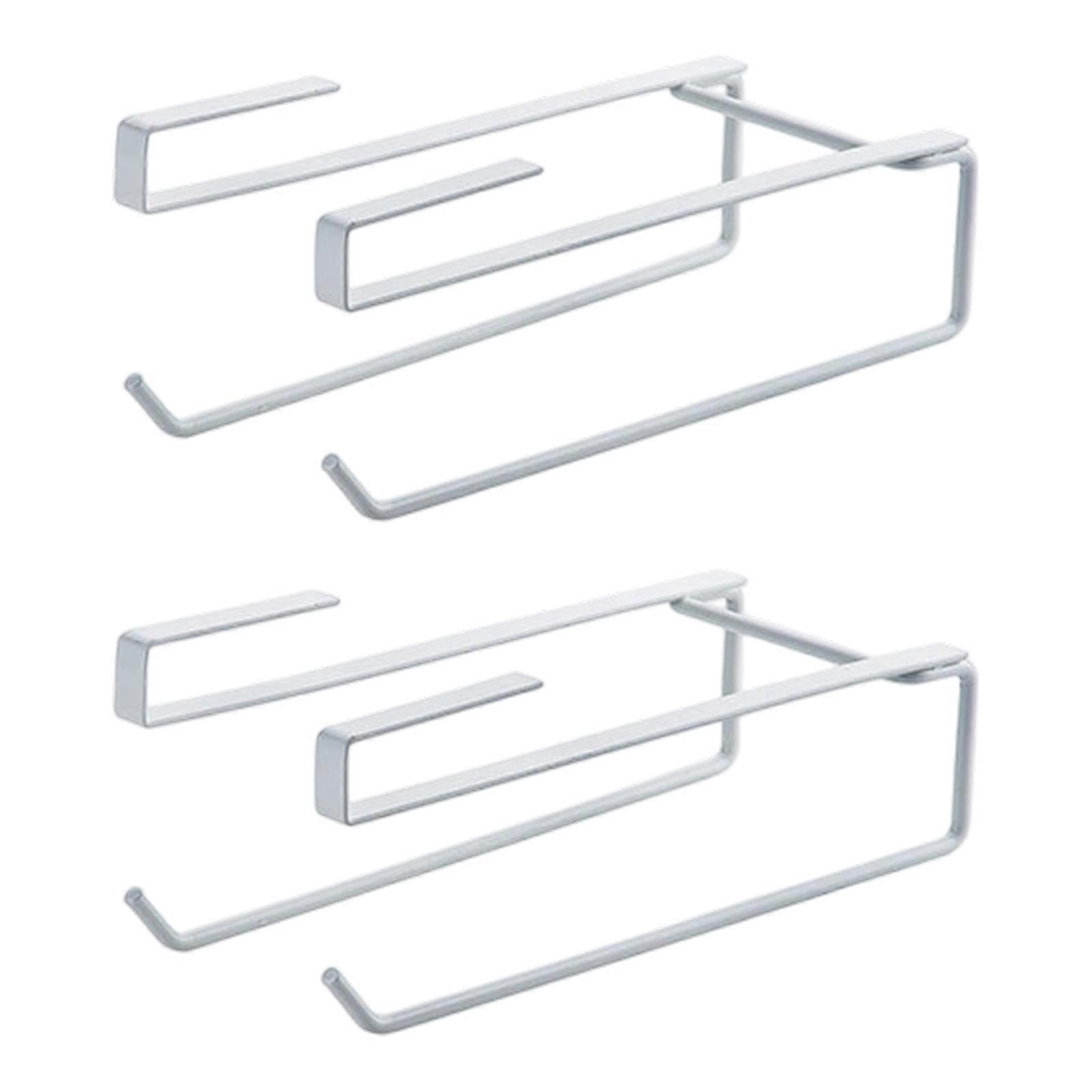 Portable Sturdy Iron Tissue Roll Hangers Set for Simultaneous Multiple Room Access With Simple Mounting Systems  White