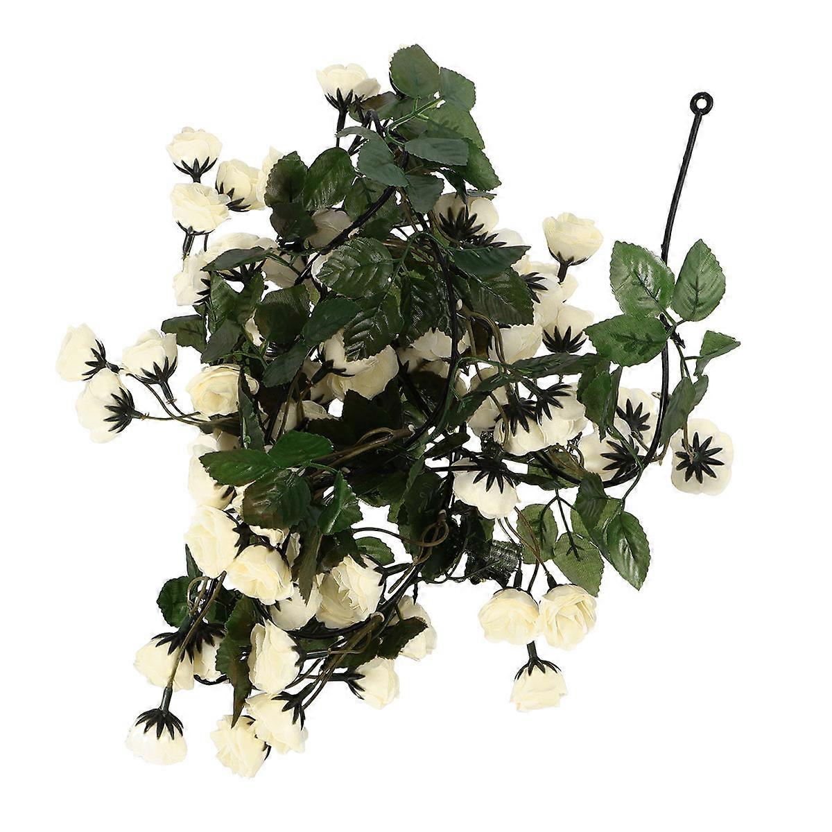 White Artificial Rose Vine Decorative Flower for Home Decor with 69 Forks 1.8M