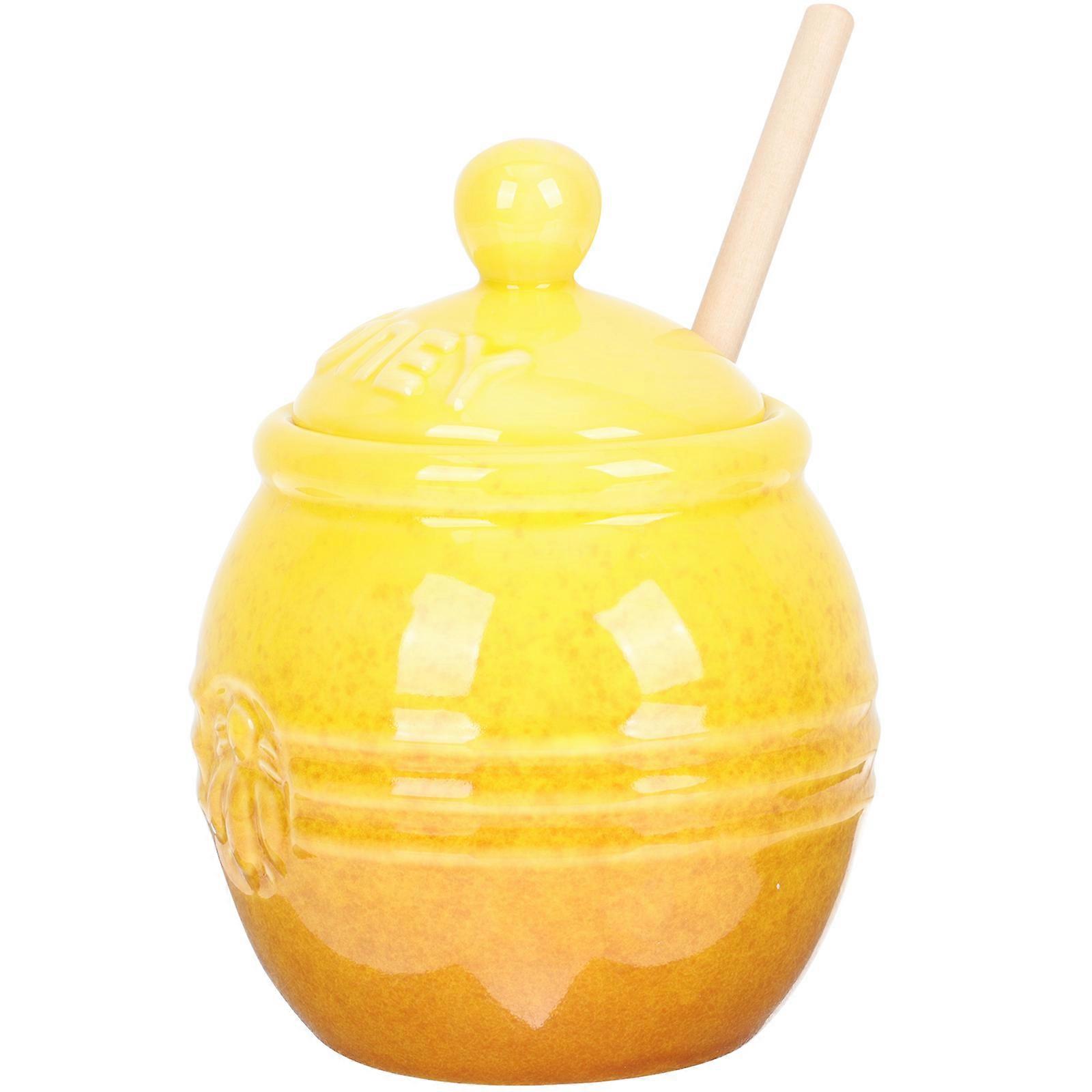 Ceramic Food Containers Decorative Honey Container Kitchen Use Round Lid 1Set