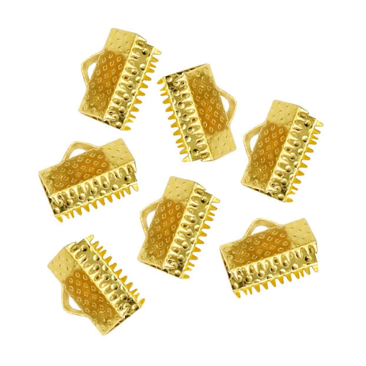 Crimps For Ribbons And Jewelry Clasps - Plated Band Ends, Structured Crimp Clamps, Colorful End Caps, Size 1, 100 Pcs