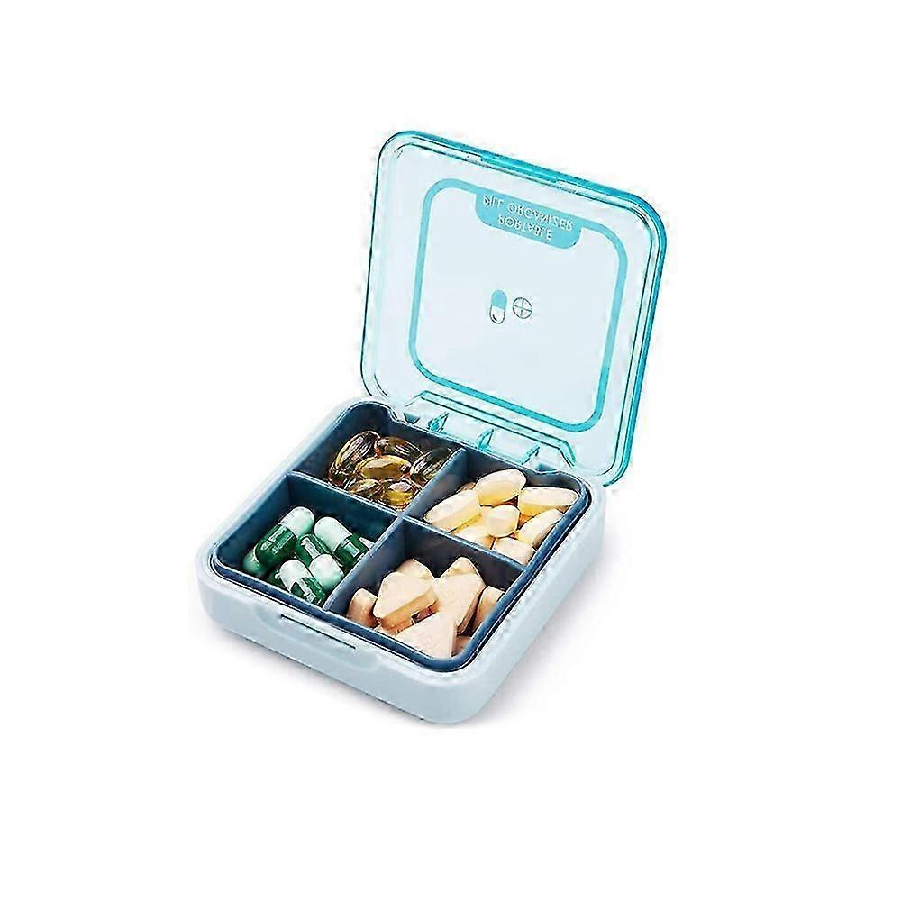 Mini 4-Compartment Sealed Pill Box - Portable PP Plastic Medication Organizer
