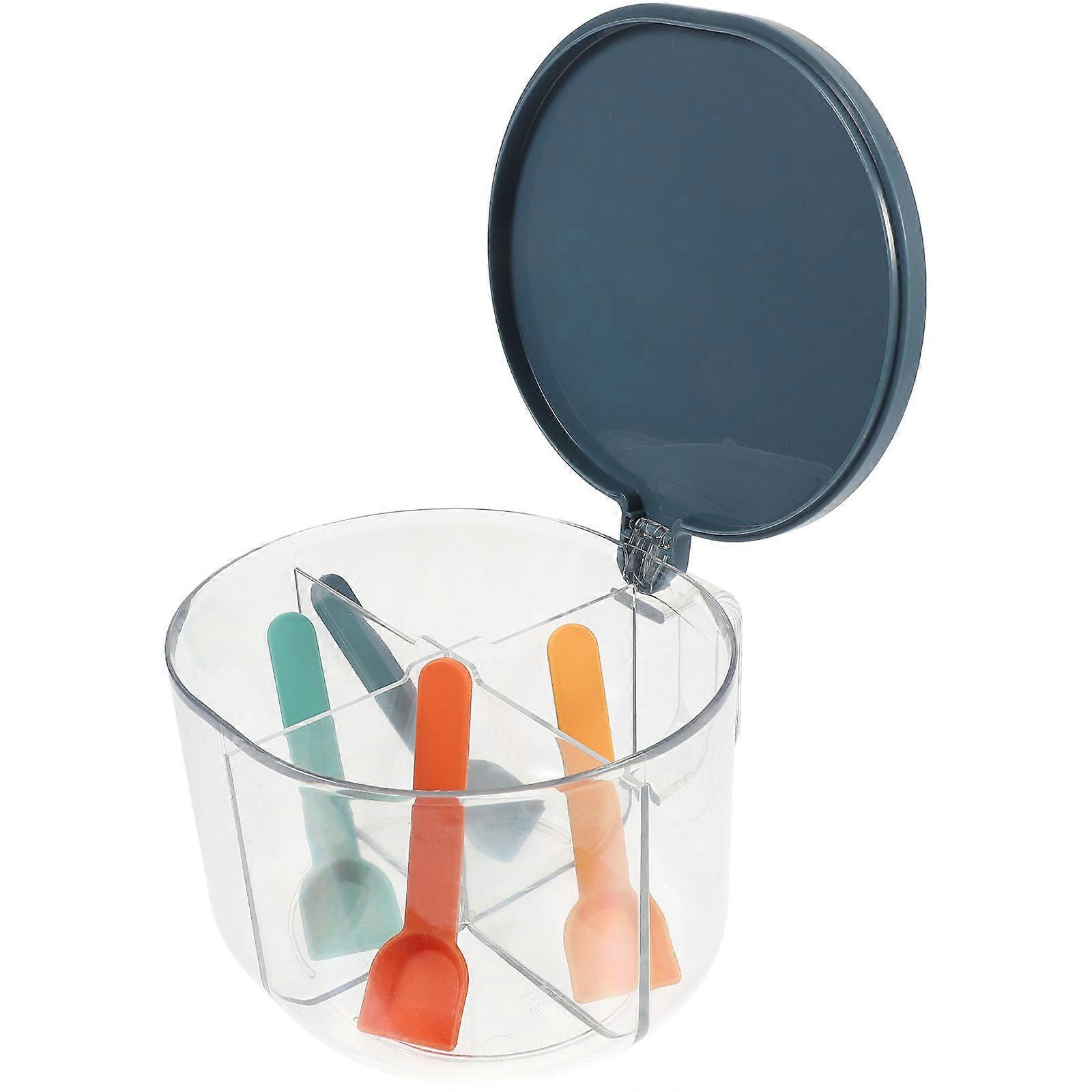 Box with Lid for Kitchen Made of 4 Compartment Design with Spoons