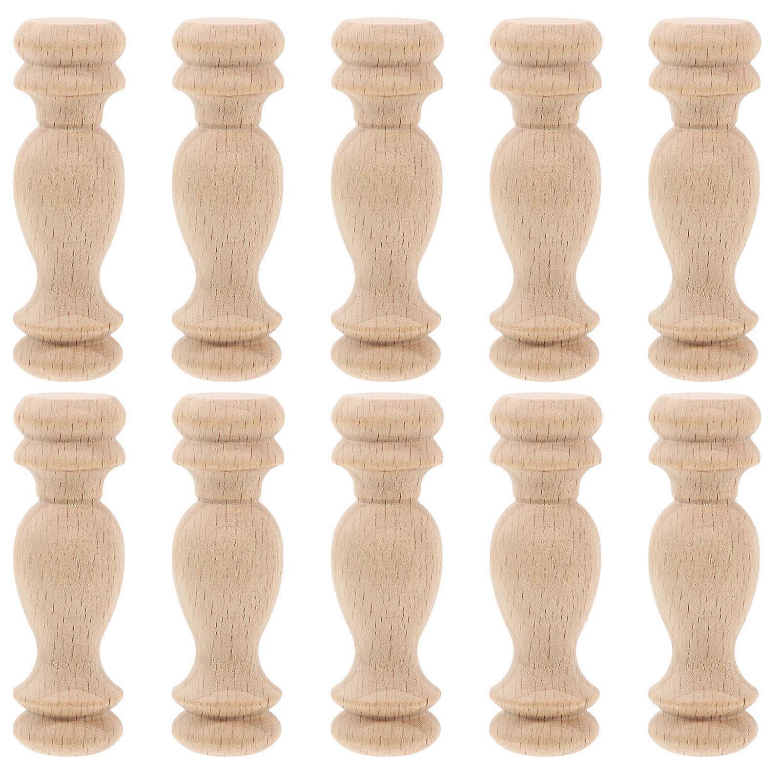 Plain Balusters Unfinished Wood Staircase Spindles Khaki 6.00X1.80X1.80CM Diy Projects 10Pcs
