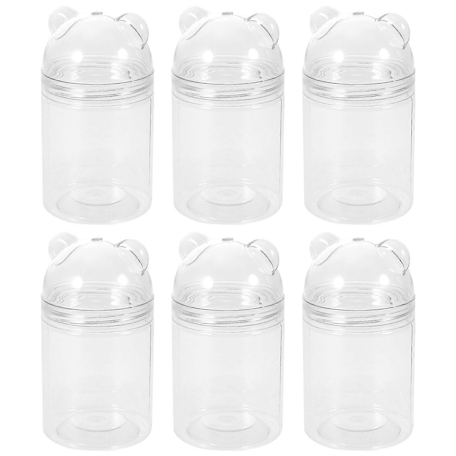 Small Jars With Lids Bear Shaped Candy Storage Jar Daily Use PET Material 6Pcs