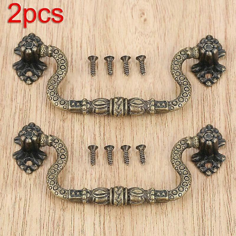 2xRetro Bronze European Style Cabinet Cupboard Door Drawer Handle Pull Knobs Set