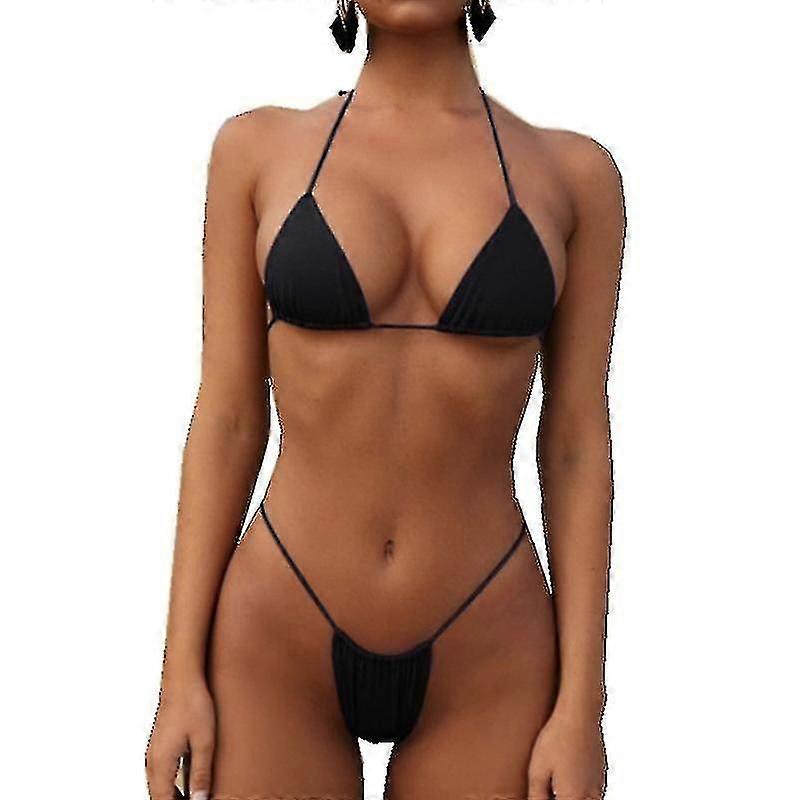 Femmes Deux Pièces Maillot de Bain Sexy Maillot de Bain Halter String Triangle Bikini Sets Sml