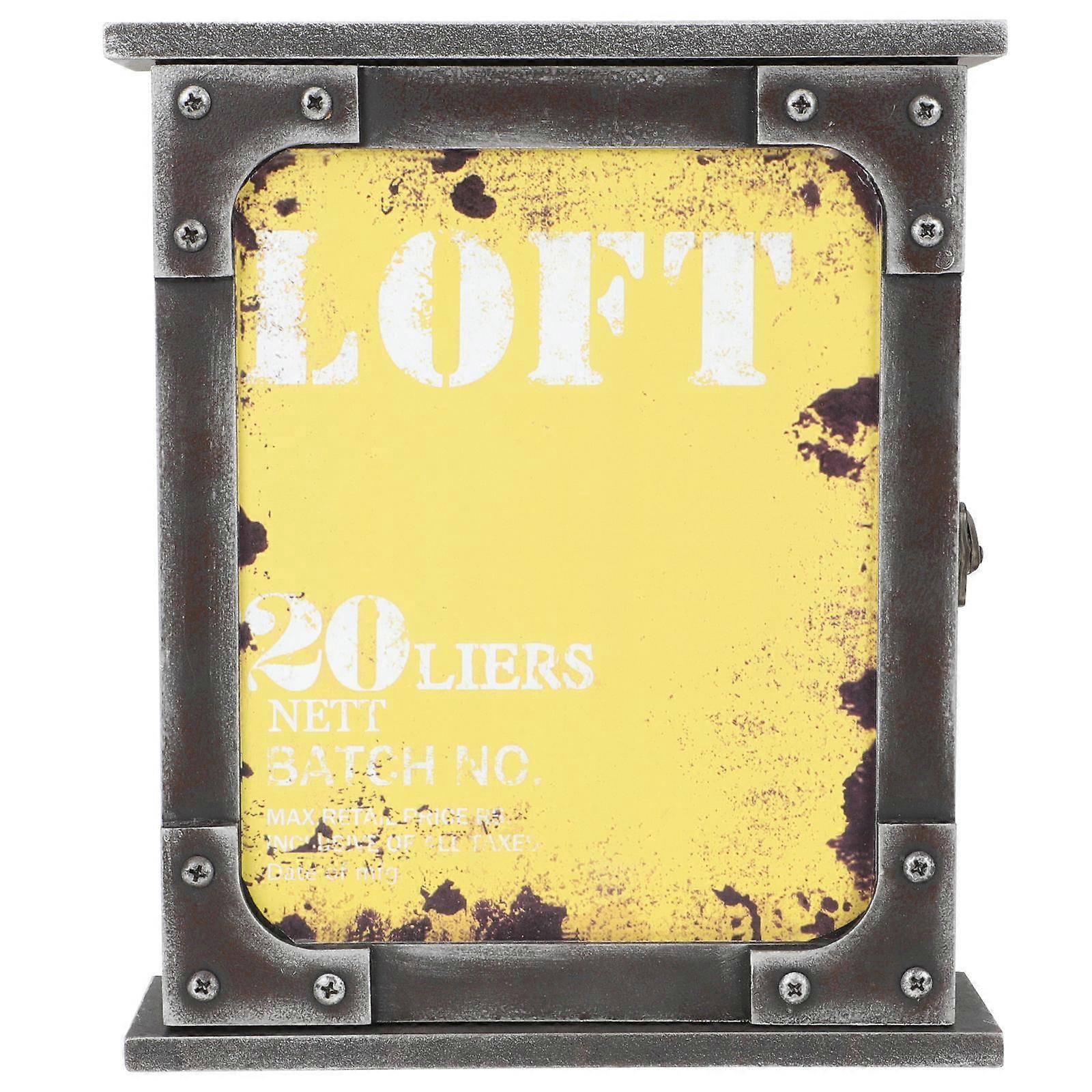 Vintage Key Rack for Wall Mount Yellow Iron Key Holder with Storage Box for Home Use 6.5 Inches