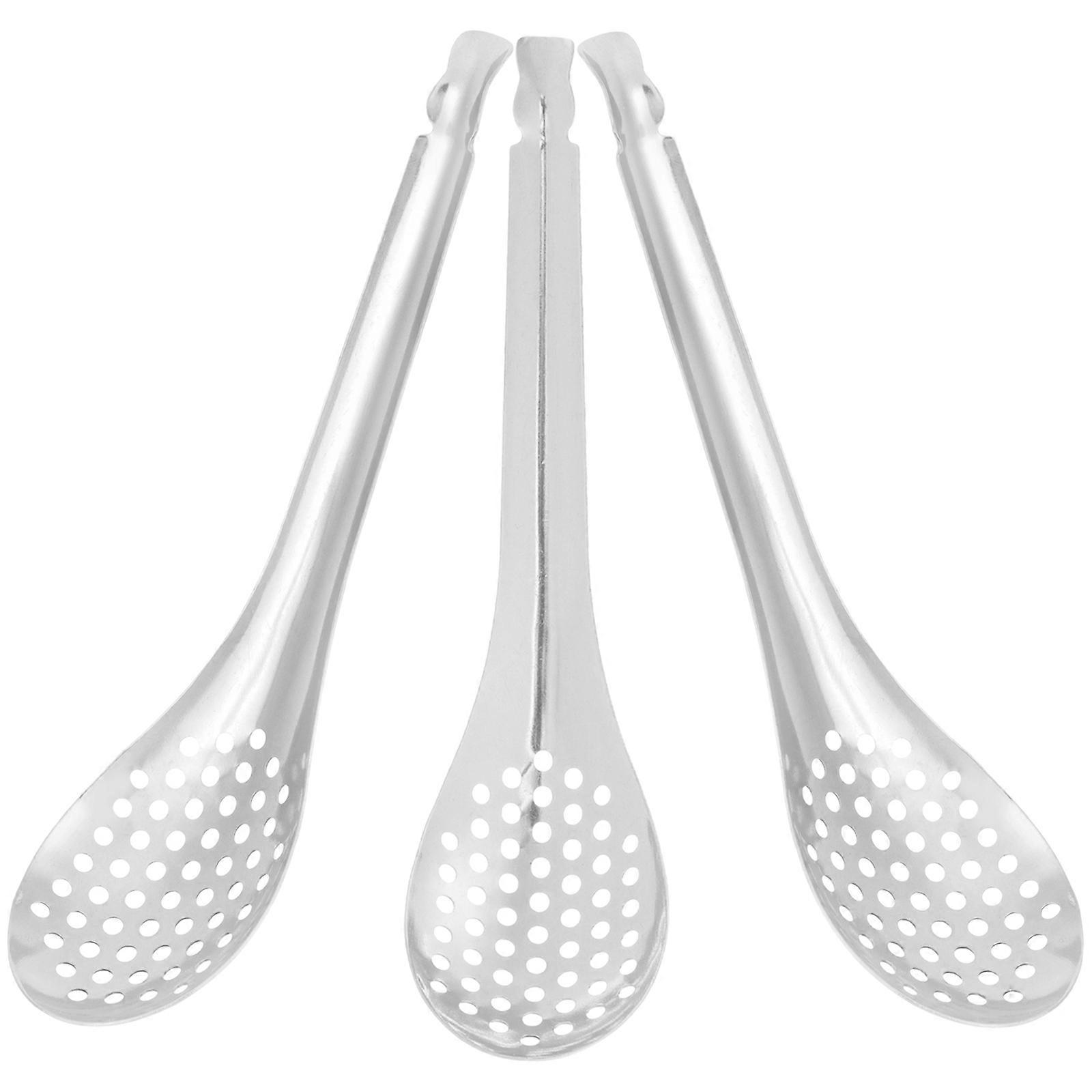 Stainless Steel Slotted Spoon for Food with Ergonomic Handle Silver Multipurpose 3pcs
