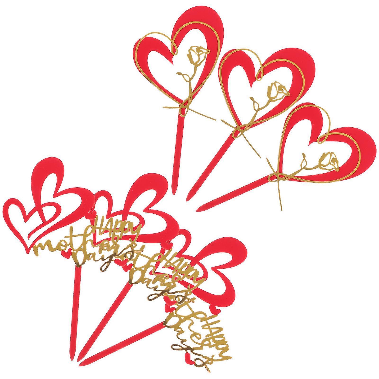 Happy Mother's Day Acrylic Cake Toppers Assorted Color for Decor 6pcs