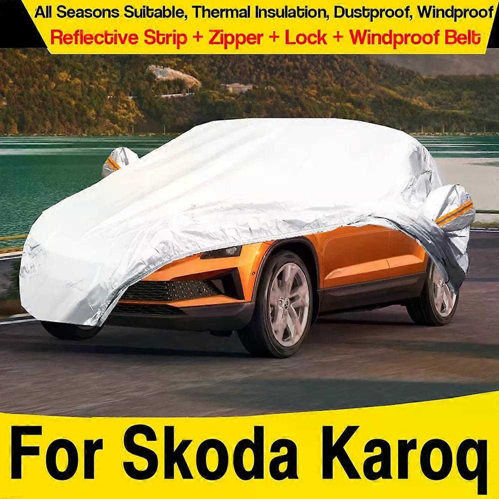 Full Car Cover Auto Sun Rain Snow Dust Scratch Resistant Cover Wind Proof For Skoda Karoq 2017-2025