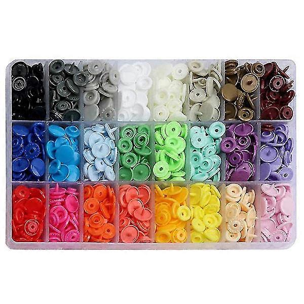 28-piece snap button kit, 24 colors plastic snap buttons T5 12mm, with storage box