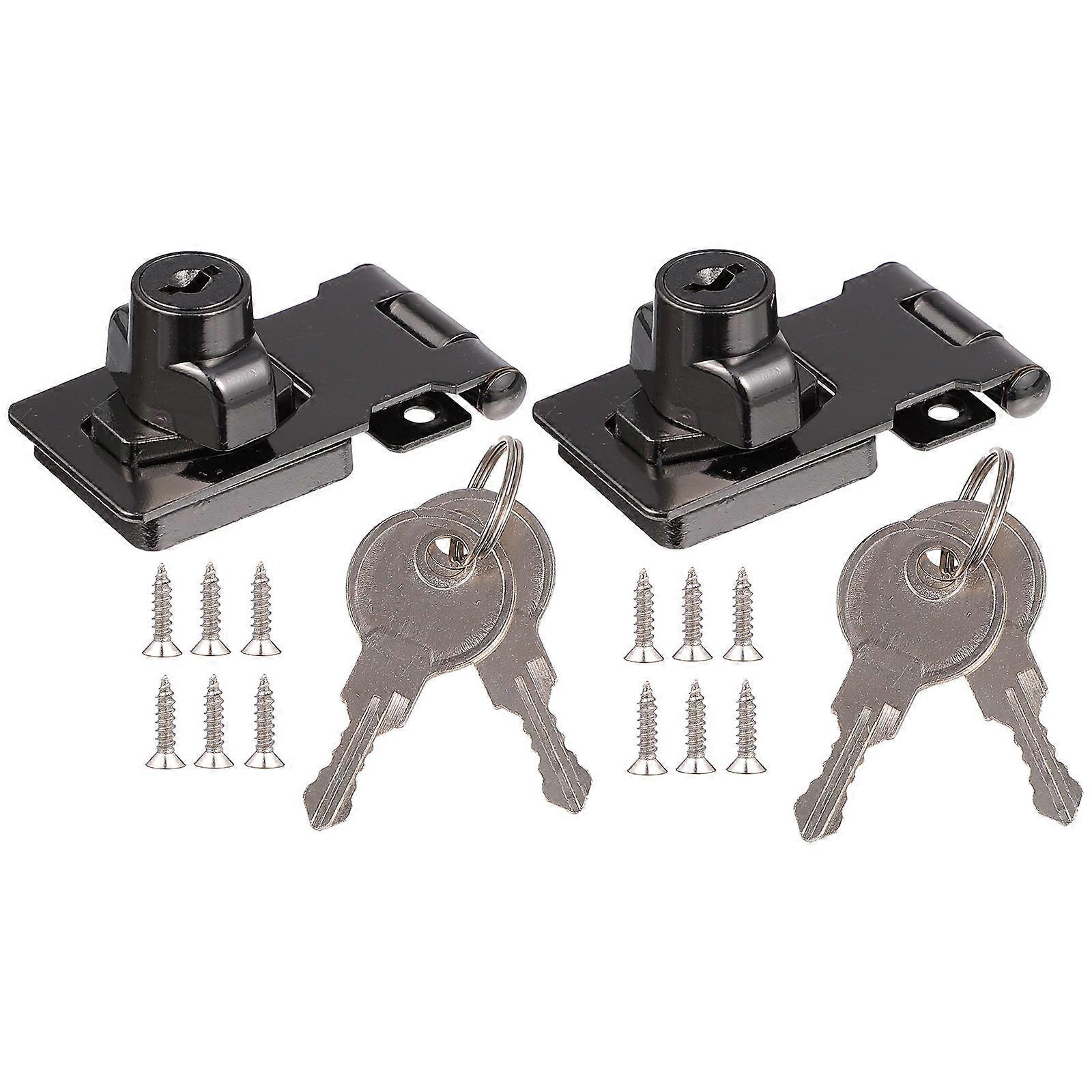 Working Keyed Hasp Locks 90 Degree Rotation Cabinet Door Knob Locks Iron 2Pcs
