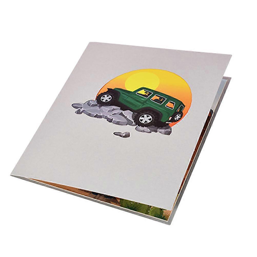 Housewarming Card Unique 3D Greeting Card Blessings Expression Vehicle Shape Dark Green 20x15cm 1Set