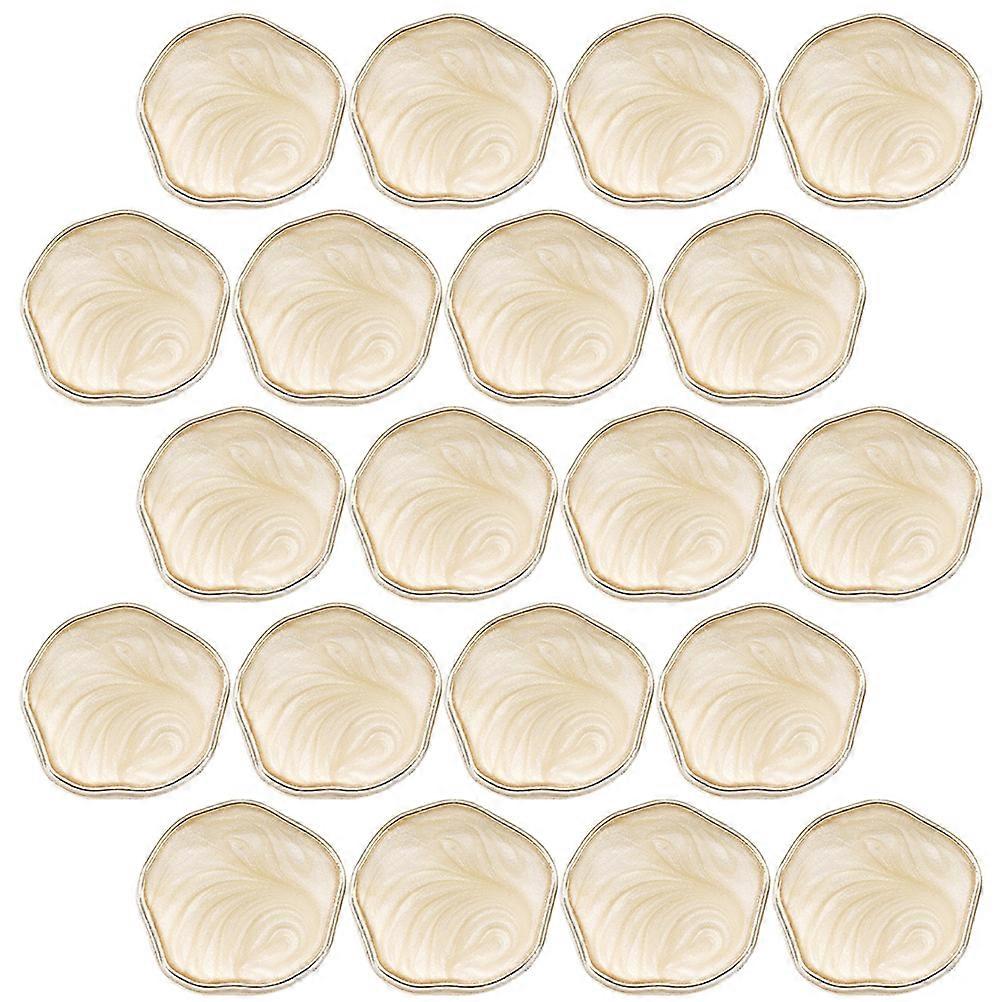 20Pcs Creative Beige Plastic Buttons for Decoration with Special Design and Elegant Round Shape