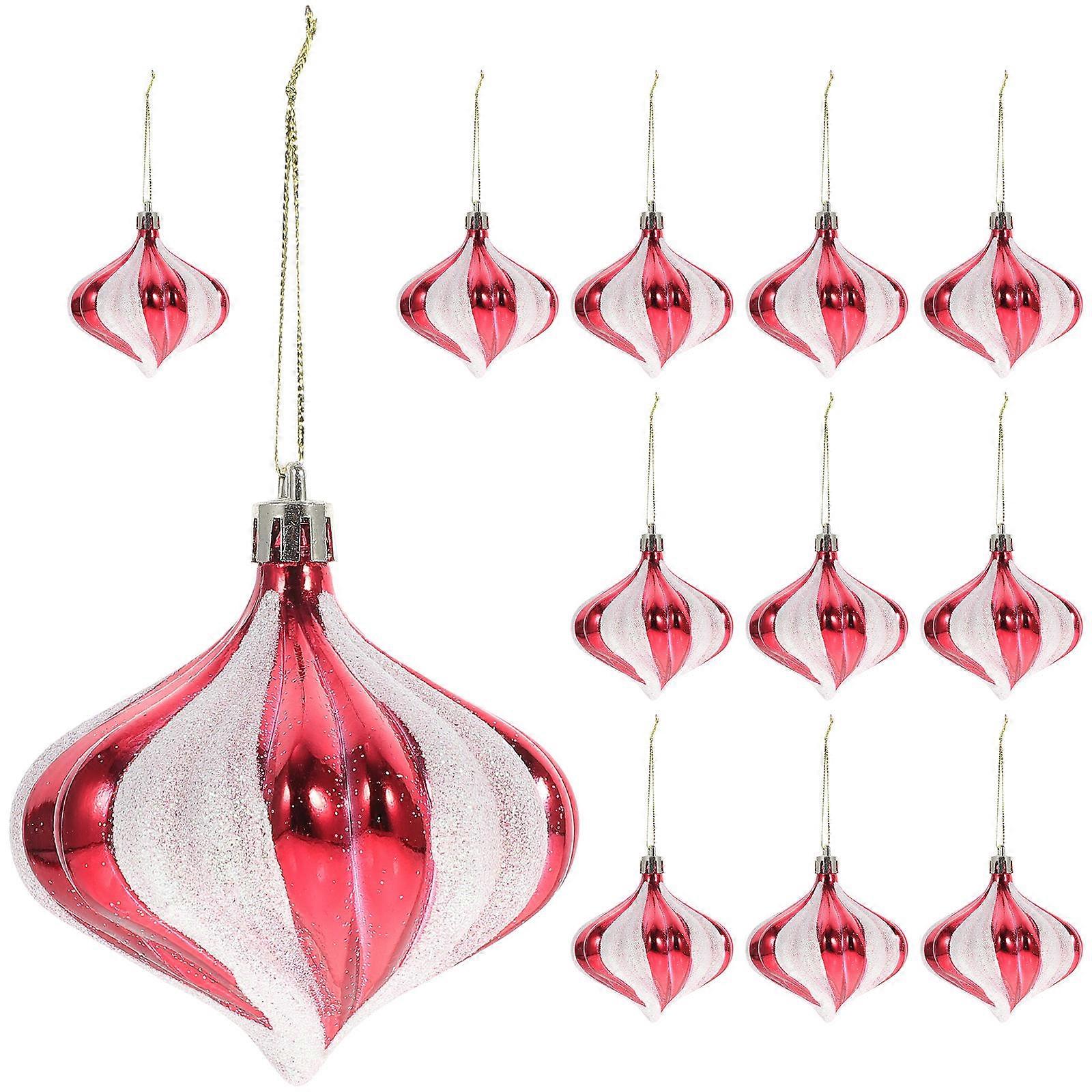 Christmas Tree Baubles 12Pcs Red Glitter Ball Decorations Hanging Accessory 8X7X7CM Festive Theme