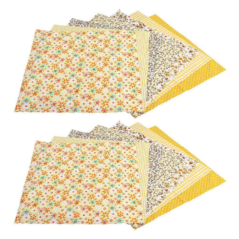 Embroidery Fabric 14Pcs DIY Cloth Supply For Handmade Activities 25x25cm Yellow Durable Material Ideal For School Projects