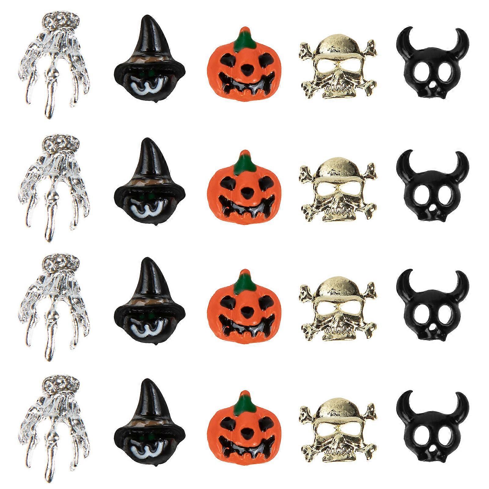 50PCS Halloween Nail Art Charms Spooky Skeleton, Pumpkin & for Festivals and Daily Manicures