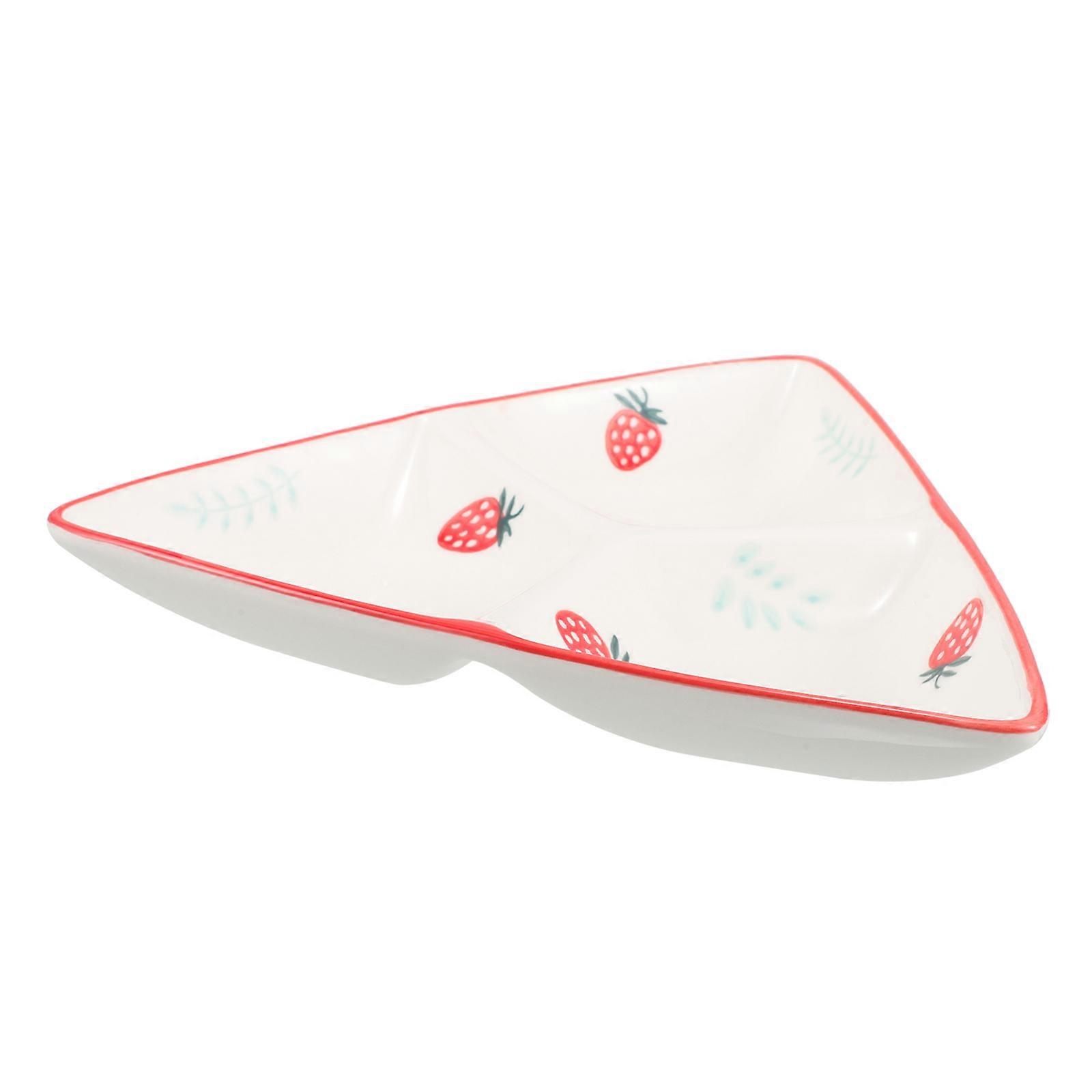 Creative Japanese Design Triangular Divided Plate For Serving Snacks Ideal For Household Users 21.50X19.80X3.20CM 1Pcs