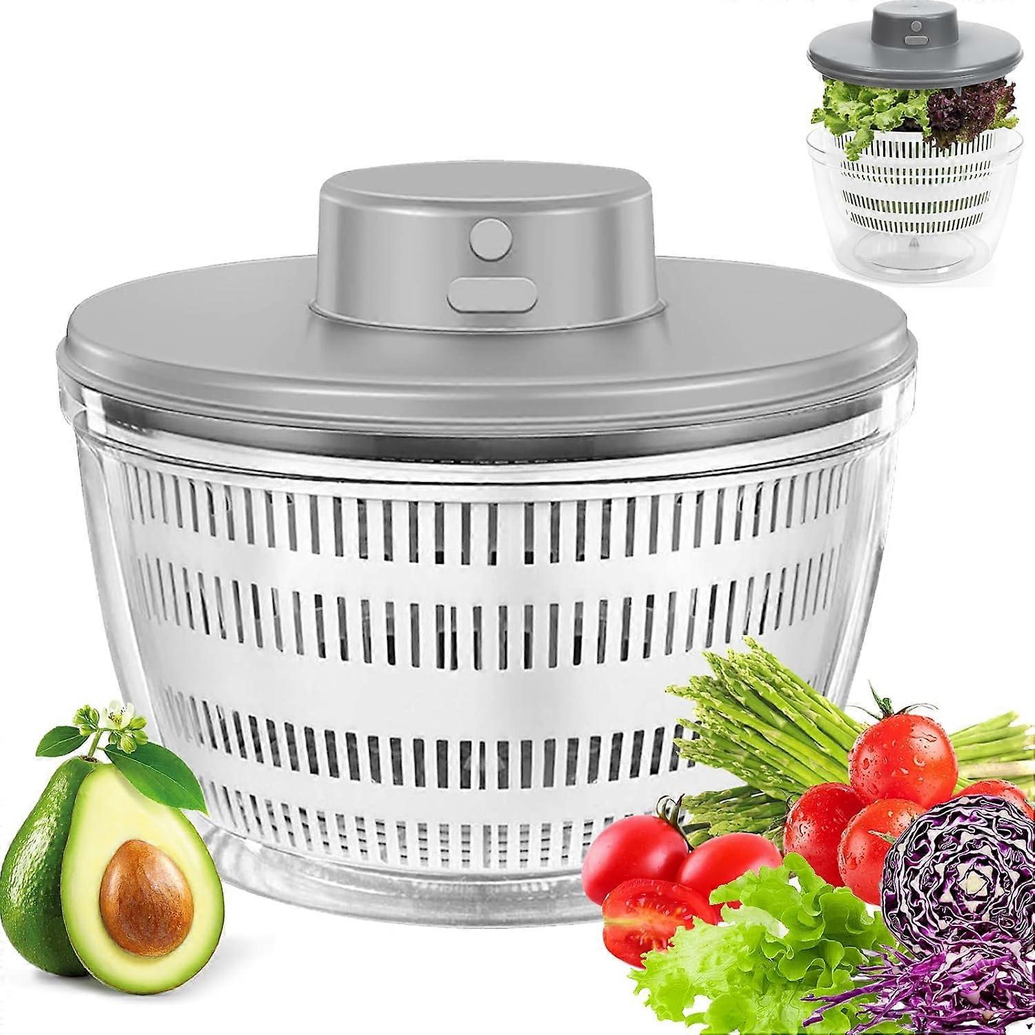Fruit and Vegetable Dehydrator with Lid 4000ML Large Capacity Automatic Salad Spinner USB Rechargeable Salad M Quick Drying Electric Salad Spinner