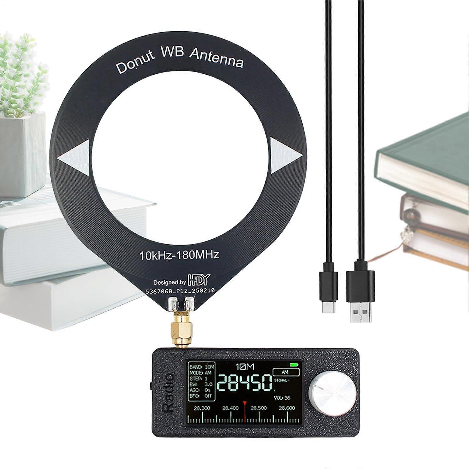 FM Radio Amplifier FM Radio Receiver HD Display LSB USB AM 800mA Battery Compact Player with Antenna 4.8cm IPS Screen Black