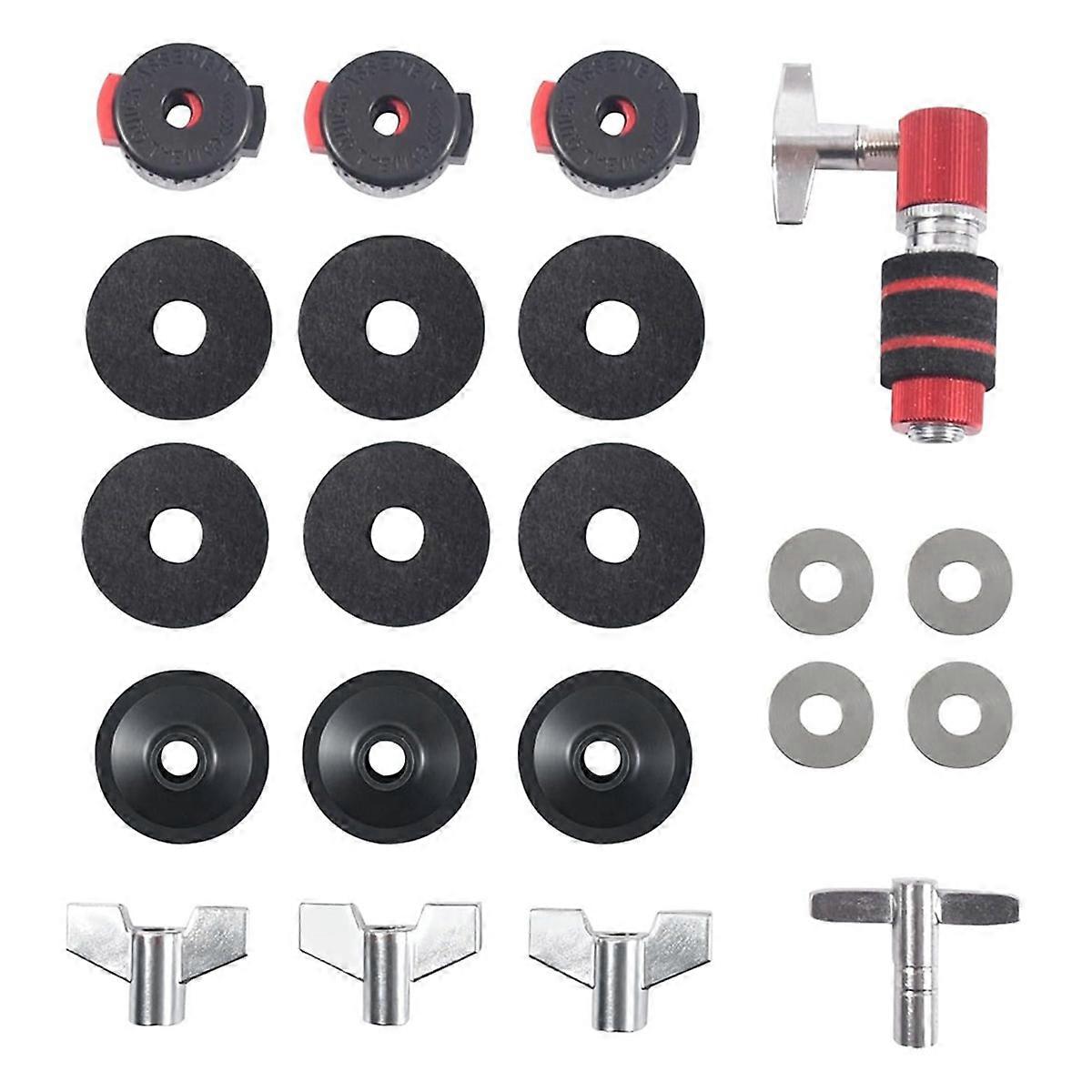 21PCS Cymbal Replacement Accessories, Standard Hi-Hat Clutch, Drum Cymbal Felt Pads Replacement for