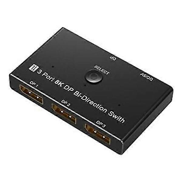 Displayport 1.4 Splitter 1x3 Switcher 8k@30hz HD Display, high-quality video output.