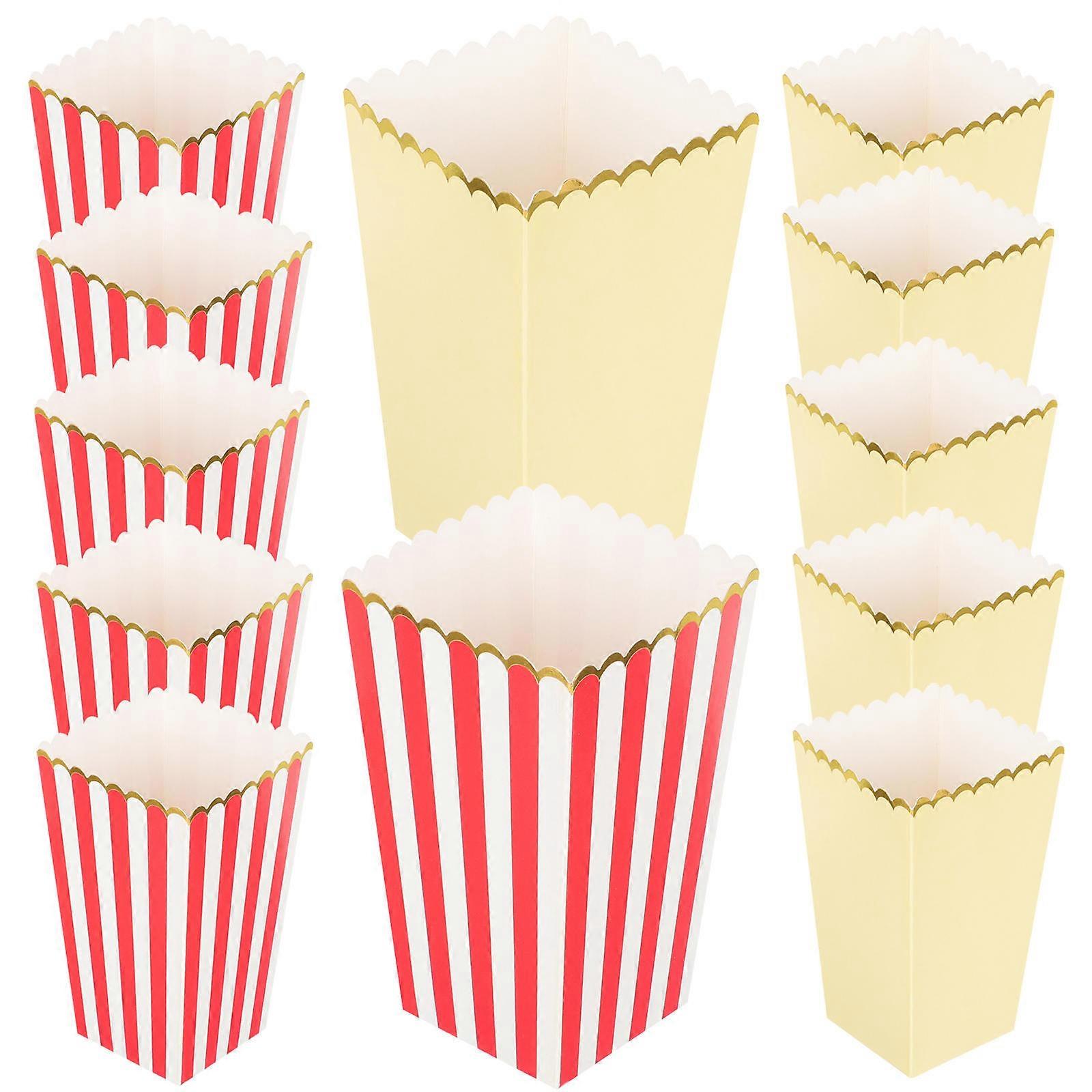 12pcs Classic Popcorn Boxes, Lightweight Red Striped Containers for Movie Night Parties, Snack Serving & Treat Holding – Practical & Decorative