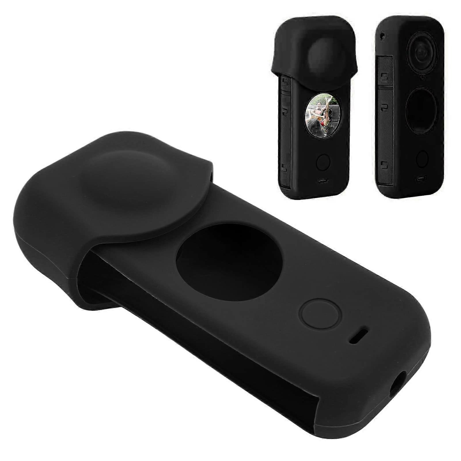 Camera Protective Case Silicone Action Frame With Dual Layer Design And Side Openings For Memory Card And Battery Black