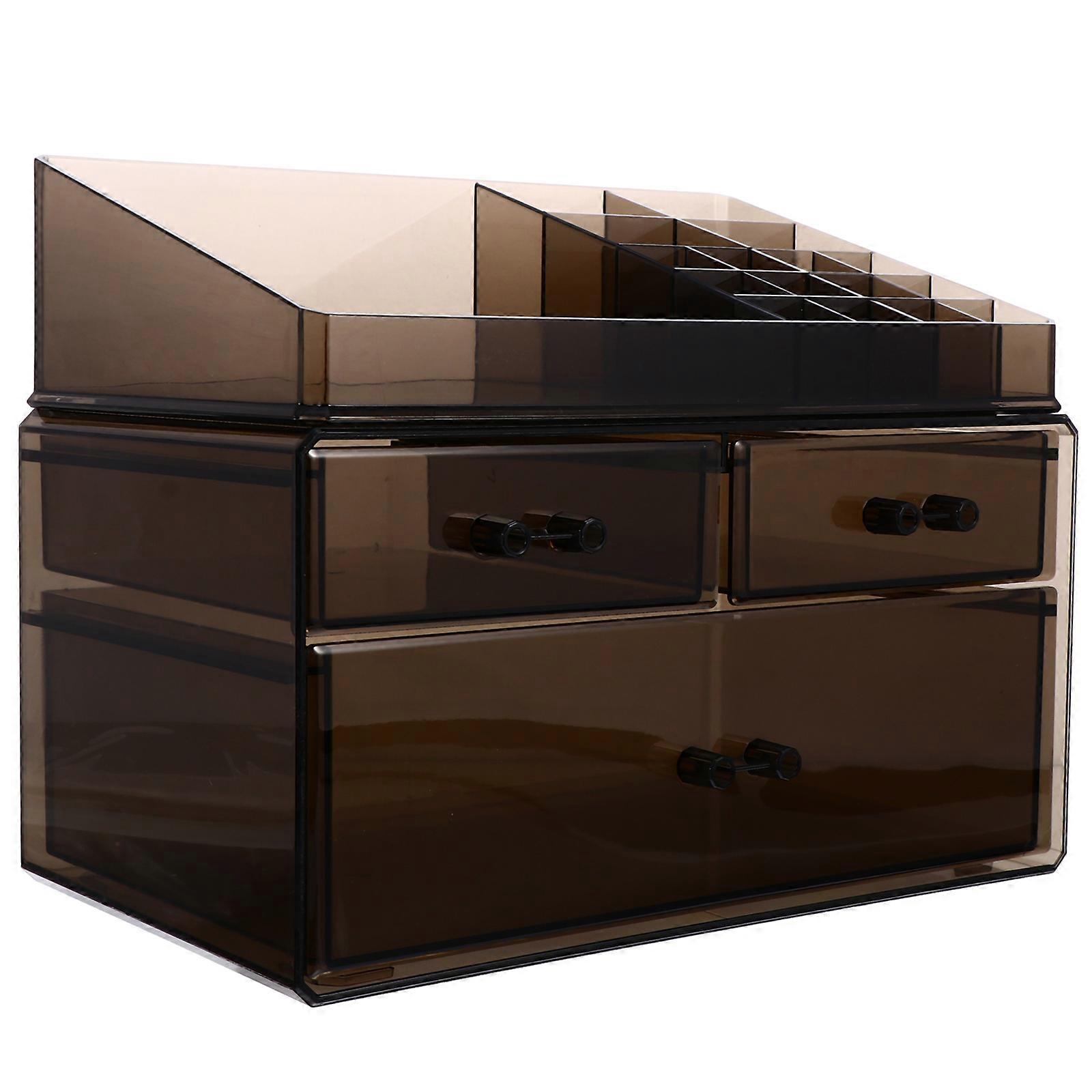 Space Saving Makeup Organizer Box for Vanity Countertops, Cosmetic Storage Station for Dorms and Small Spaces